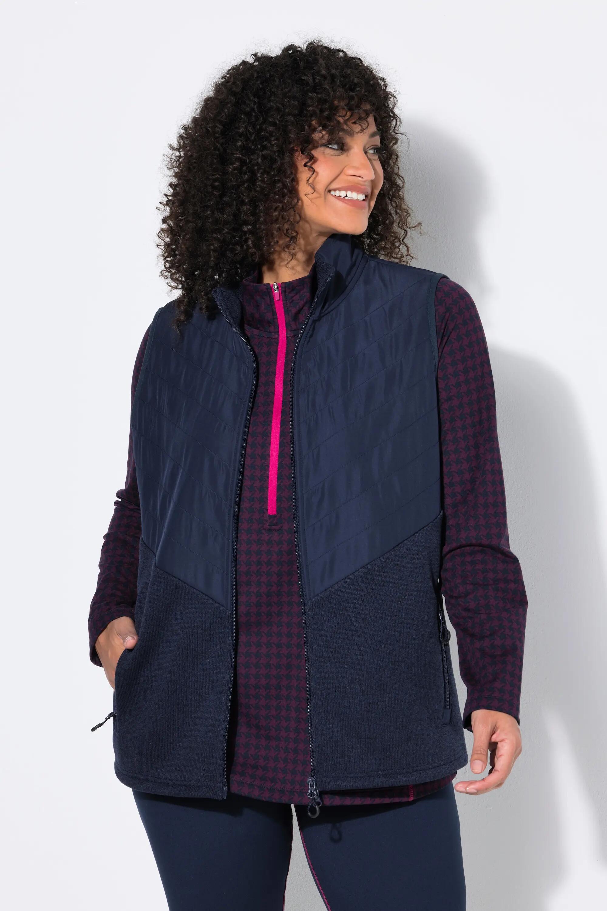 Damen Hybrid-Weste Strickfleece Kapuze Steppeinsatz 6/7