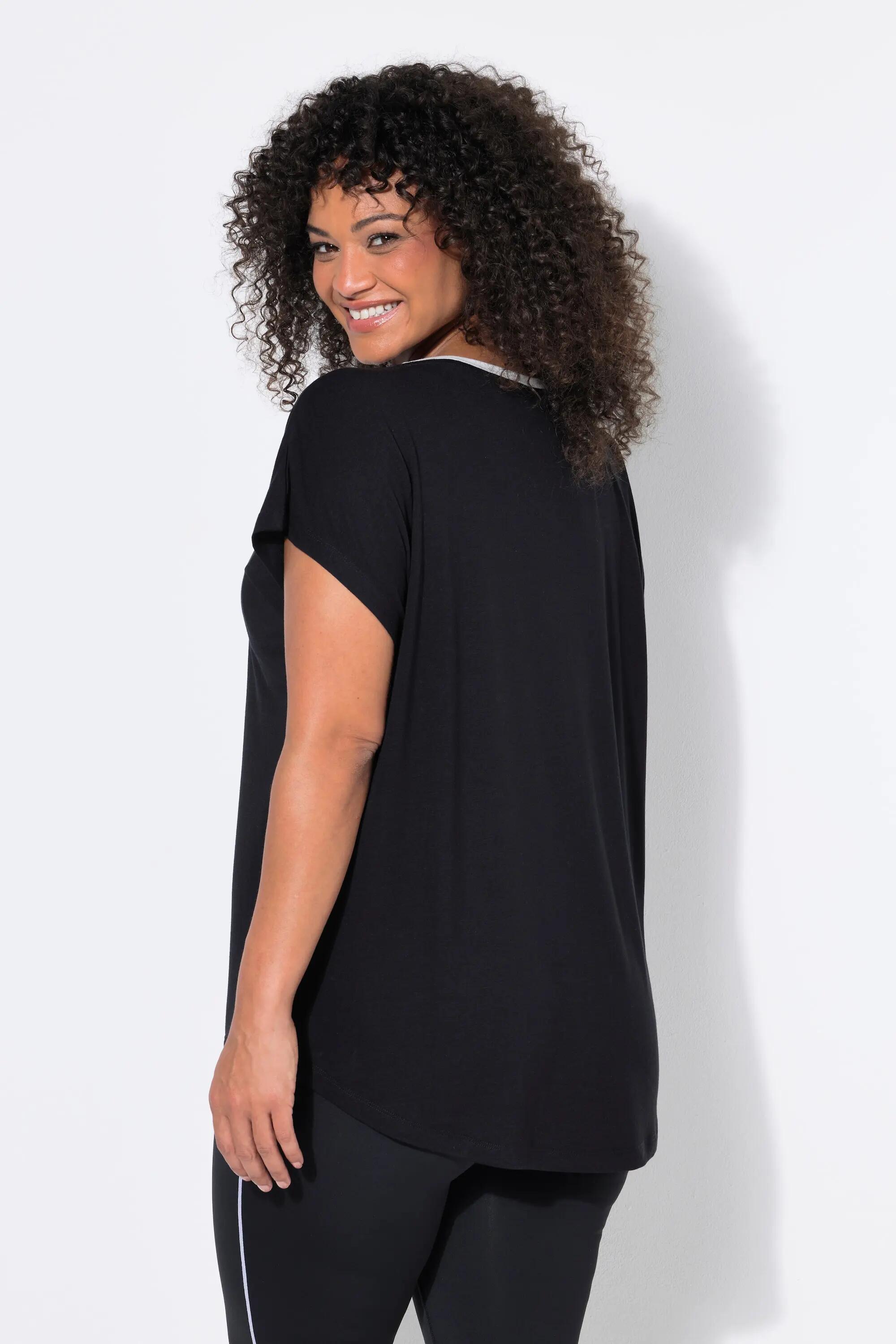 Damen T-Shirt Oversized Rundhals Kurzarm hinten länger 2/9