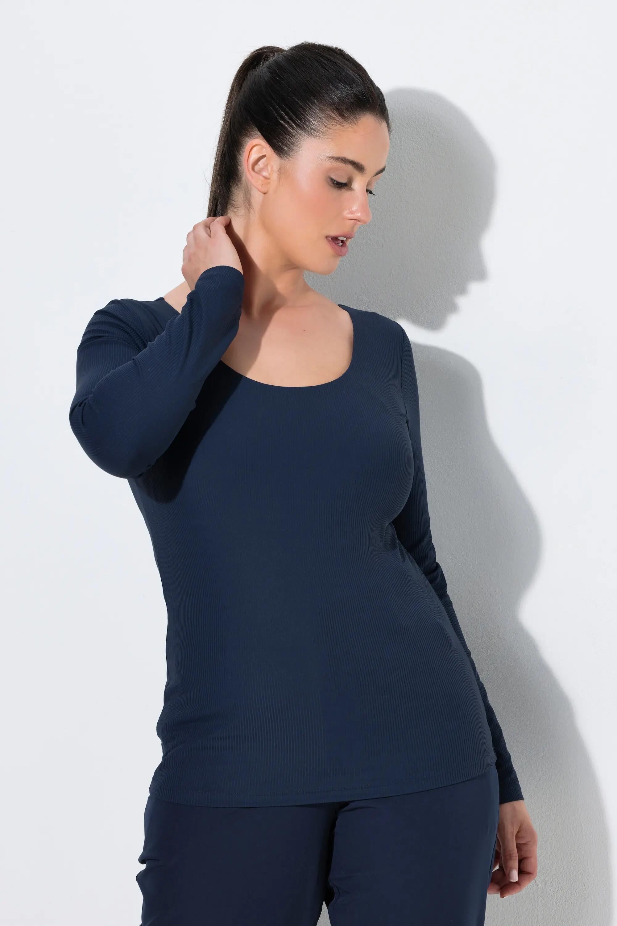 Damen BH-Shirt Slim Rundhals Langarm 5/6