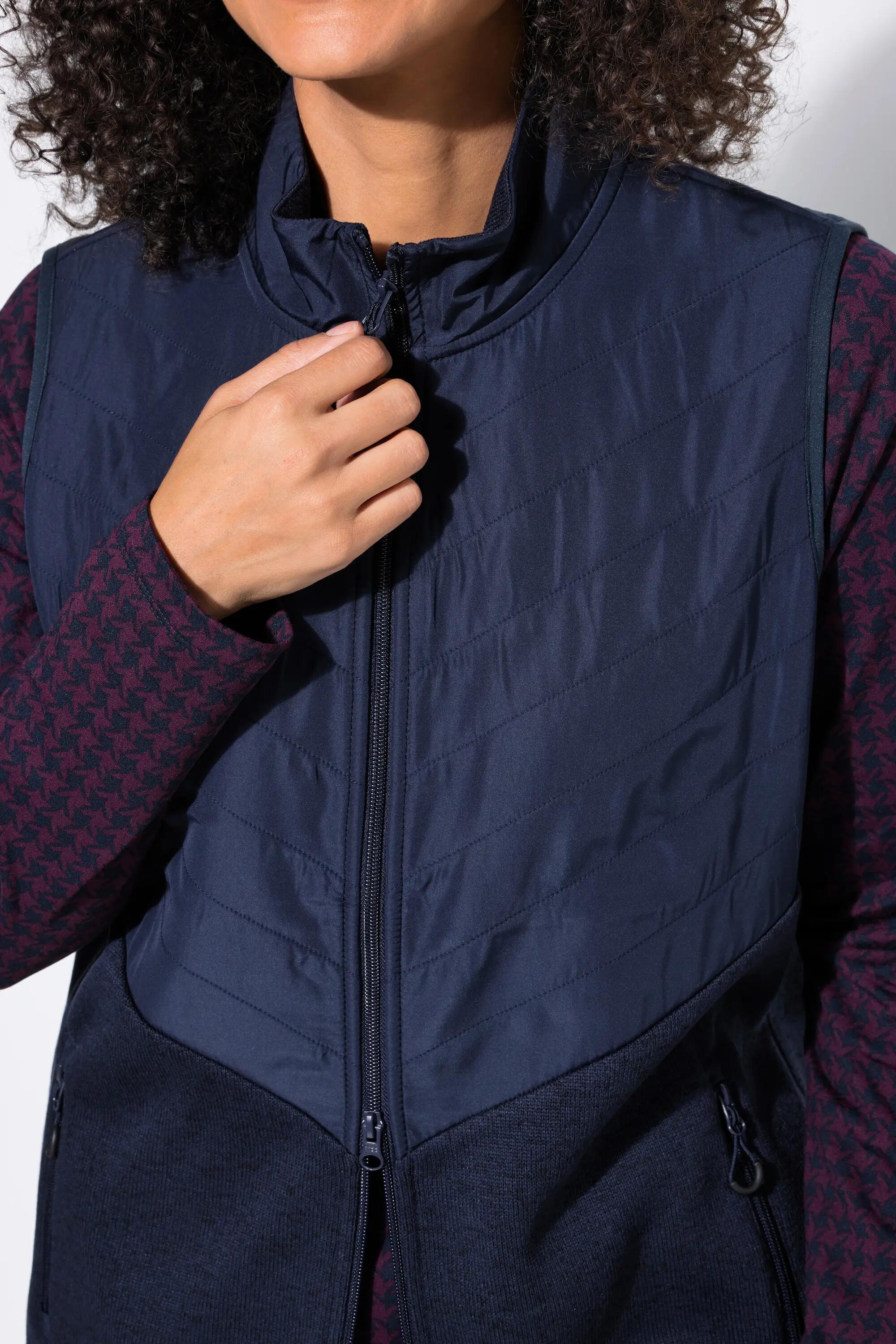 Damen Hybrid-Weste Strickfleece Kapuze Steppeinsatz 5/7