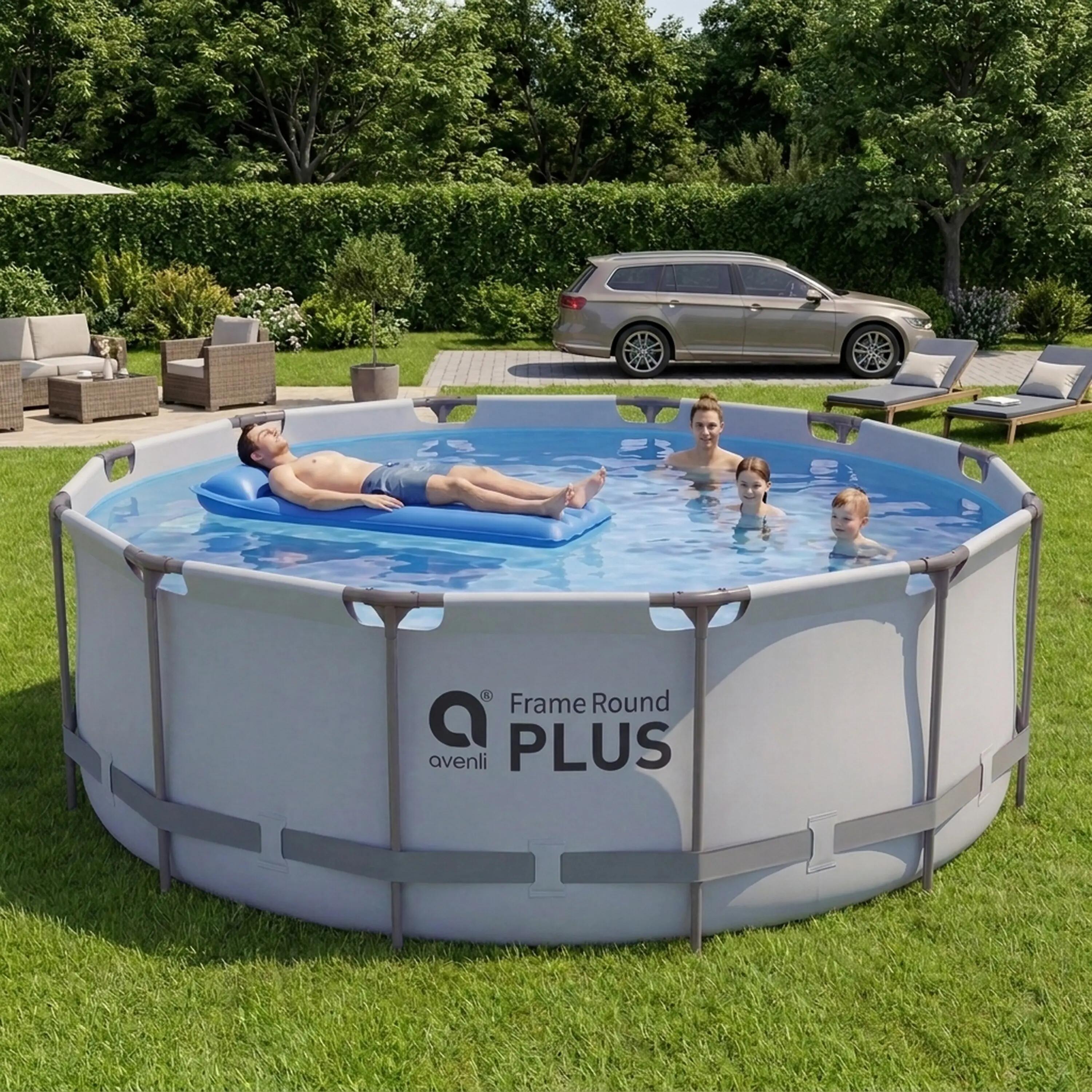 Frame Pool Ersatzpool rund 457x122cm grau ohne Filterpumpe 6/15