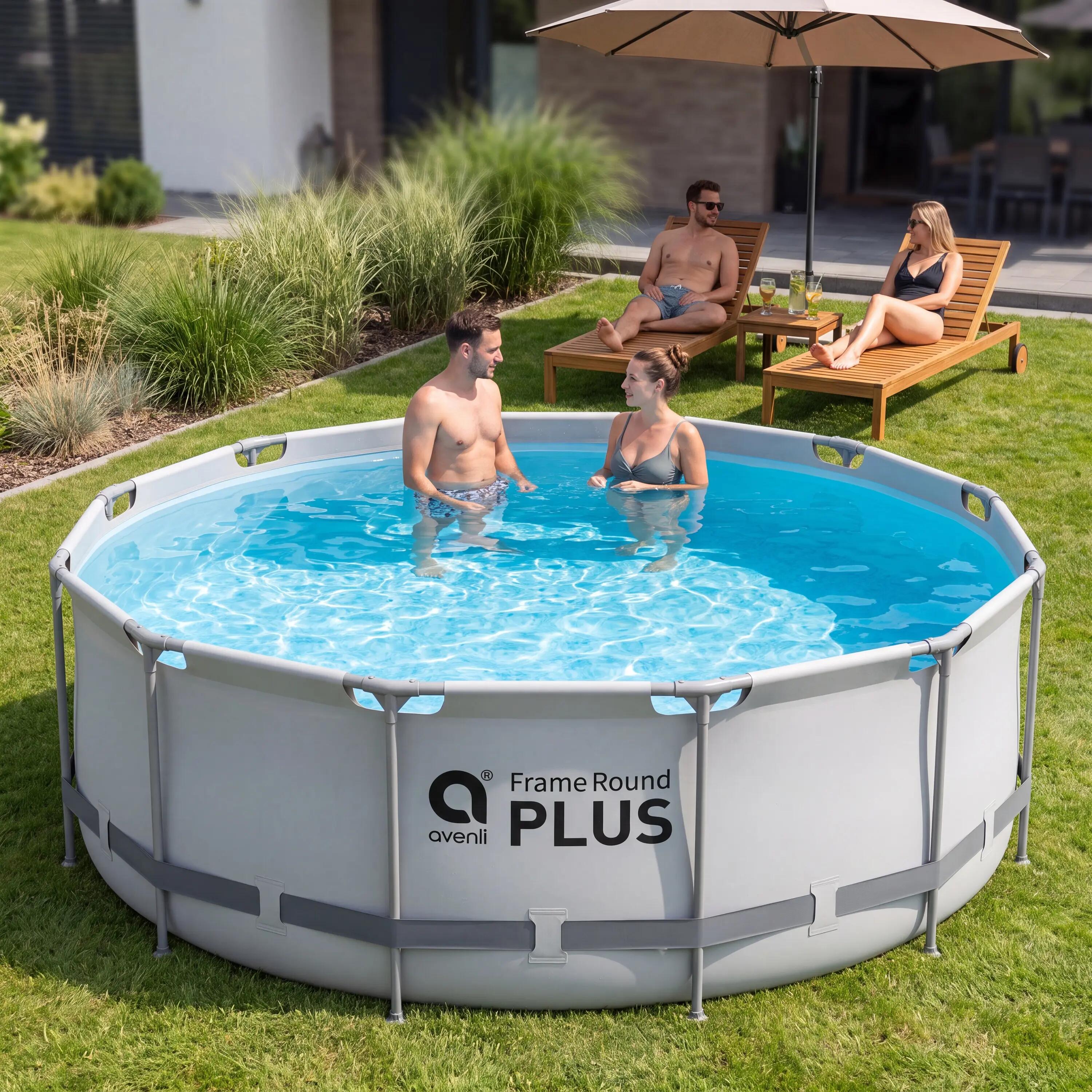Frame Pool Ersatzpool rund 366x122cm grau ohne Filterpumpe 9/12