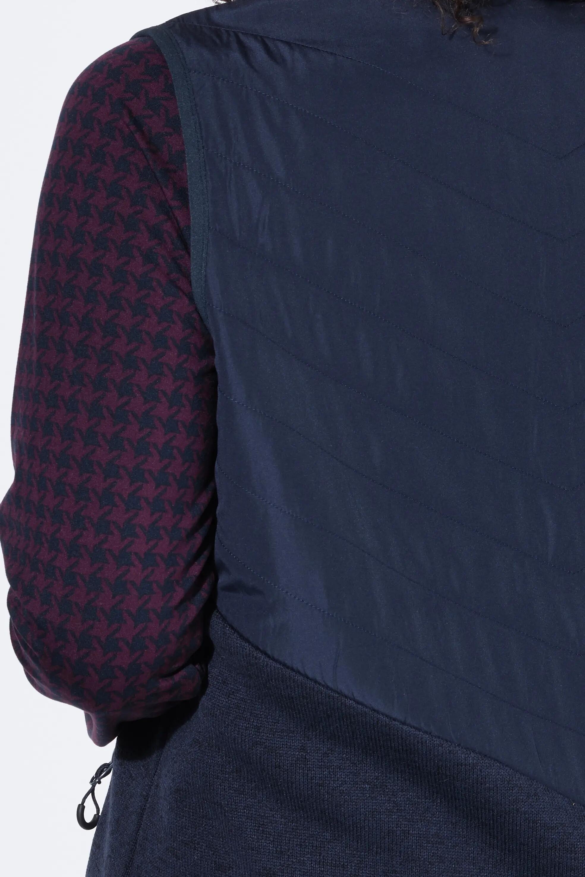 Damen Hybrid-Weste Strickfleece Kapuze Steppeinsatz 3/7