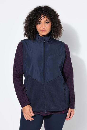 Femme Gilet hybride polaire bouclée capuche et empiècement matelassé