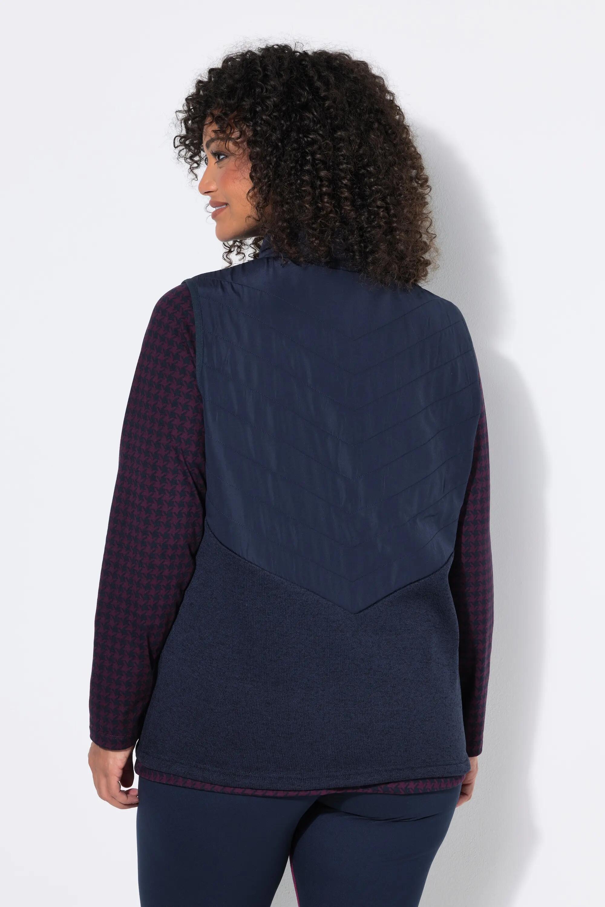 Damen Hybrid-Weste Strickfleece Kapuze Steppeinsatz 2/7