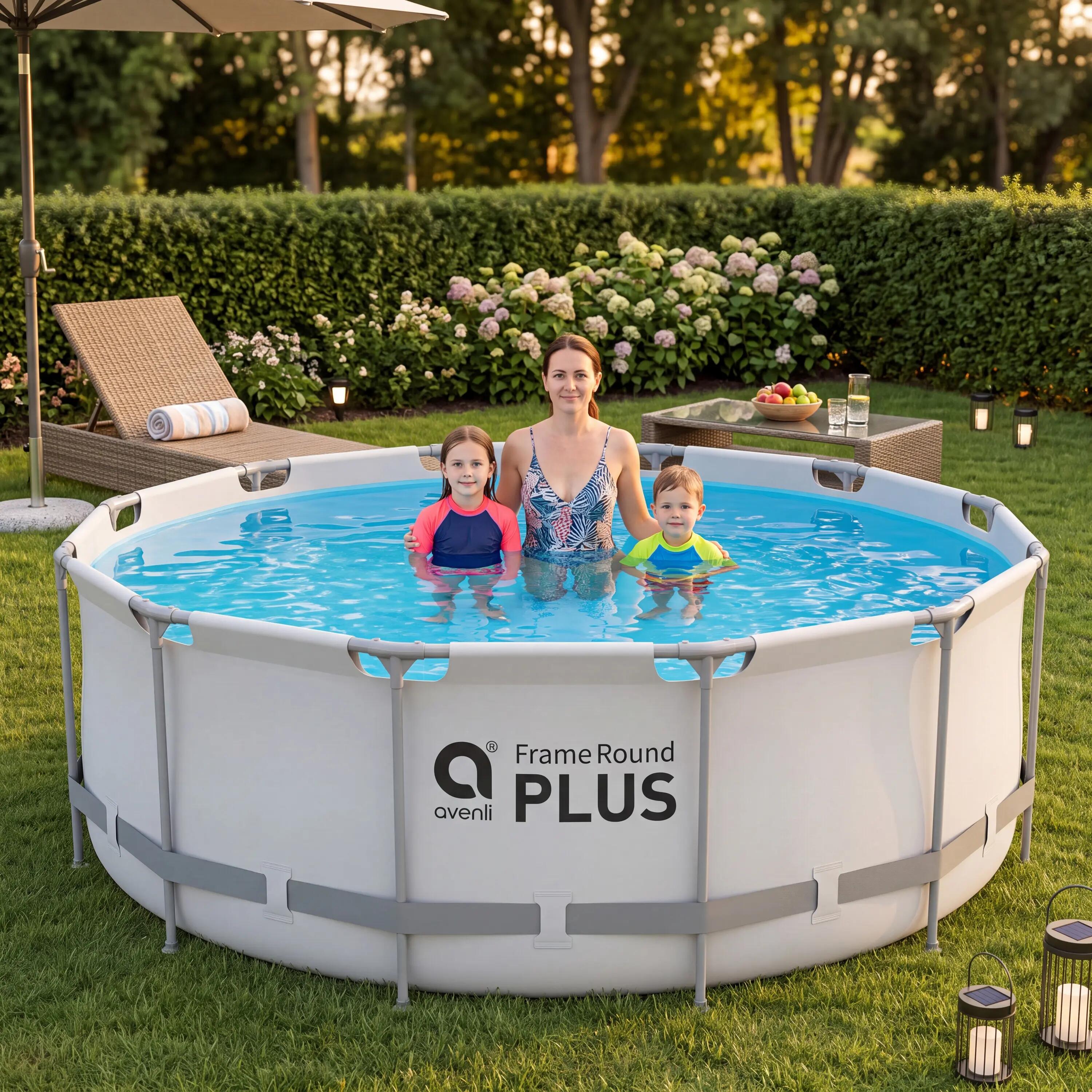 Frame Pool Ersatzpool rund 366x122cm grau ohne Filterpumpe 6/12