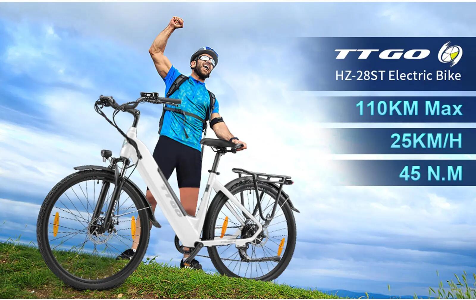 Elektrofahrrad für Erwachsene TTGO HZ-28ST, 250W-Motor, 36V 20Ah-Akku 12/12