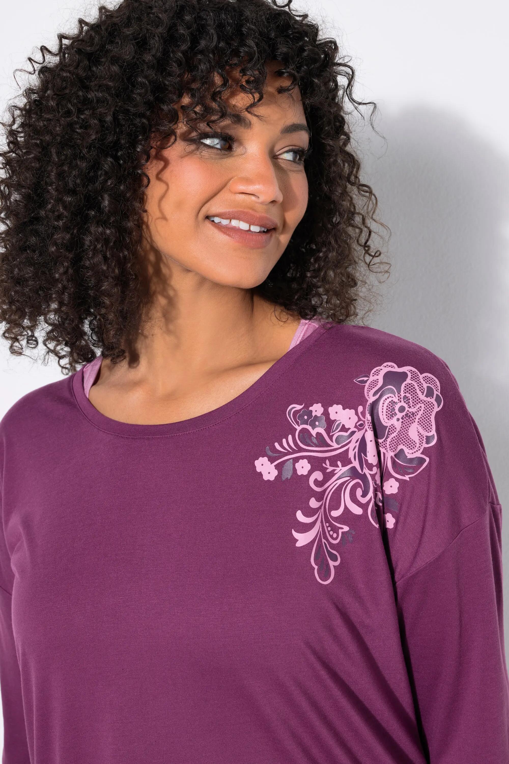 Damen Yoga-Shirt Lagenoptik Rundhals Langarm 3/6