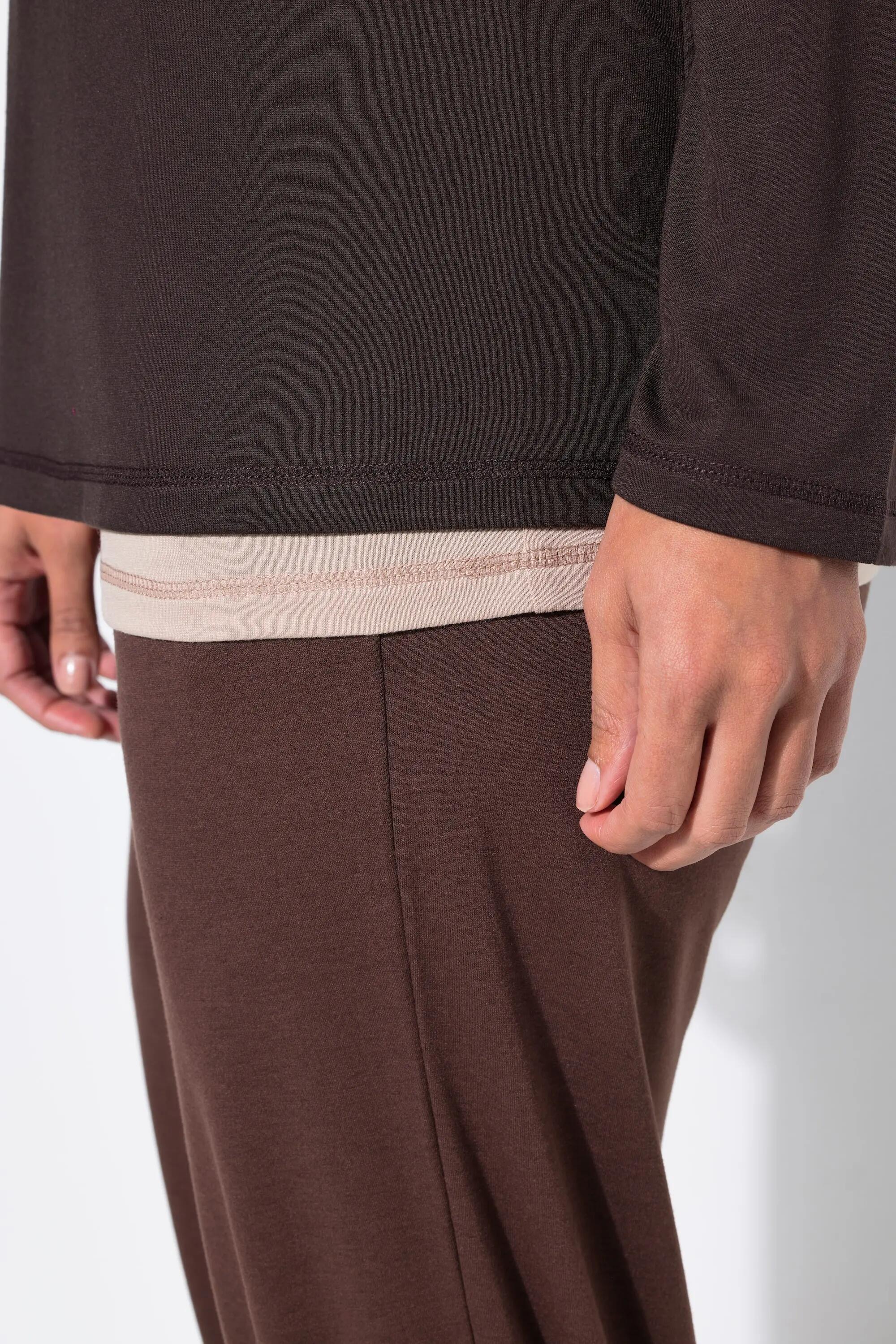 Damen Yoga-Shirt Lagenoptik Rundhals Langarm 3/6
