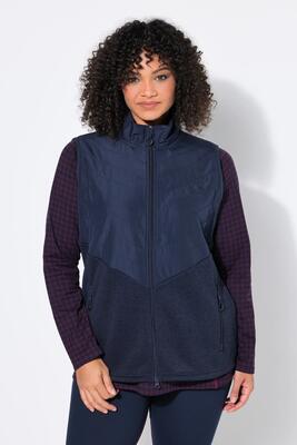 Dames hybride vest gebreid fleece capuchon gewatteerd inzetstuk