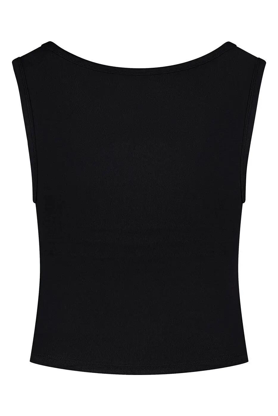 Crop Top de Yoga et Pilates en Coton Seris – Coupe Ajustée - Noir Onyx 6/6