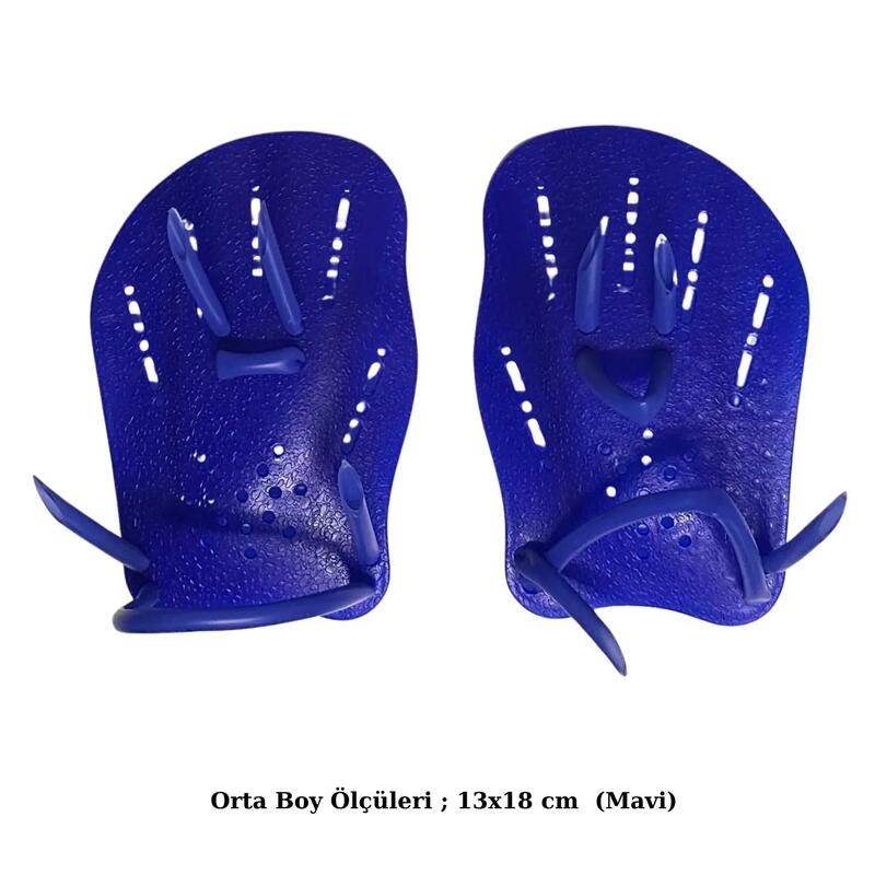 Piranha Avuçiçi Yüzme El Paleti - Mavi / Orta  Boy (13x18 cm)