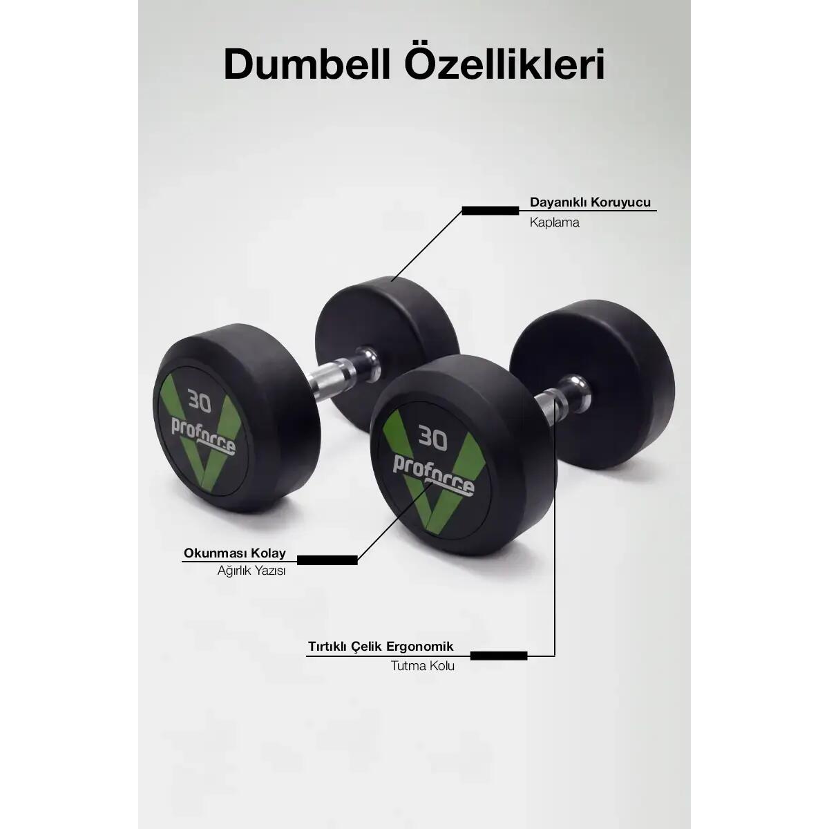 30kg Olimpik Kauçuk Dambıl  - DB30 (1 Adet)