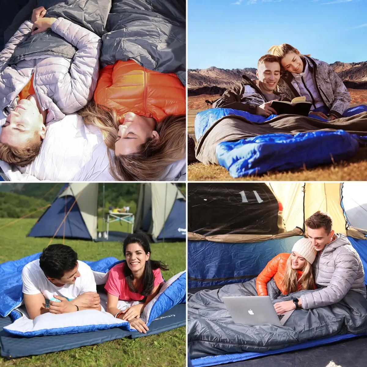 KingCamp Oxygen 250-D Çift Kişilik Yastıklı Uyku Tulumu Blue 7/7