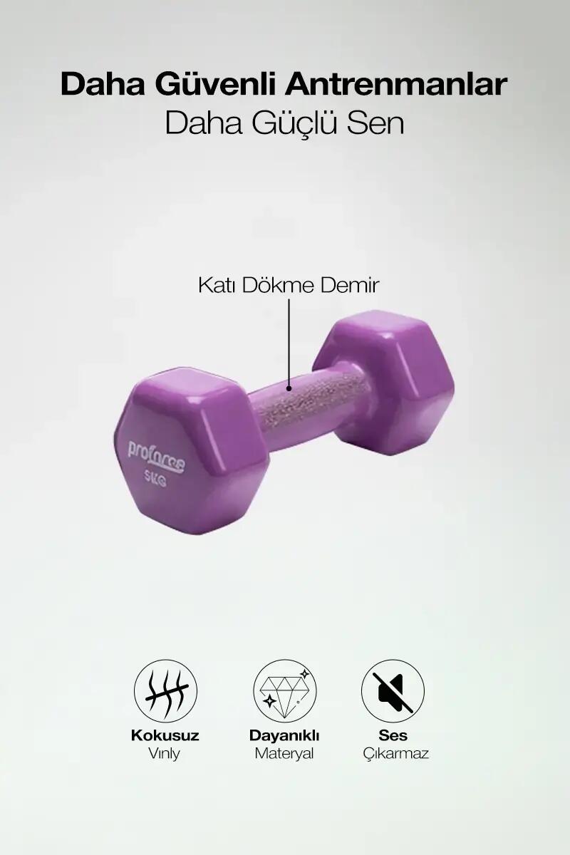 Vinil Kaplı Döküm Dambıl 5 Kg - (Adet) 4/4