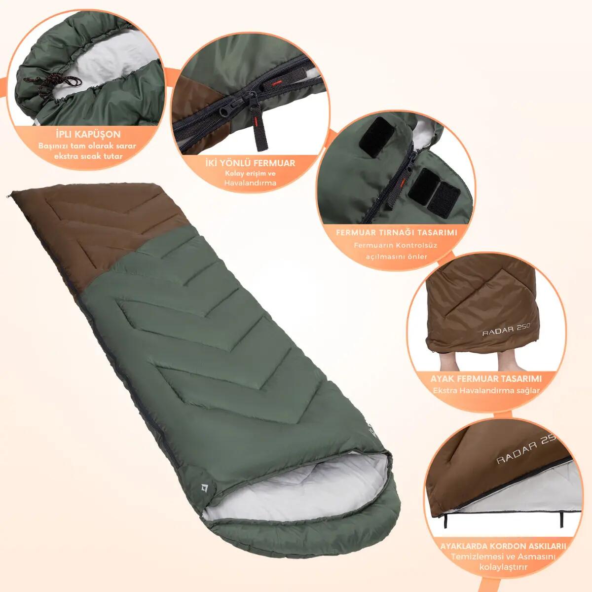 KingCamp Radar 250 Deluxe -3°C Uyku Tulumu Green & Brown 7/7