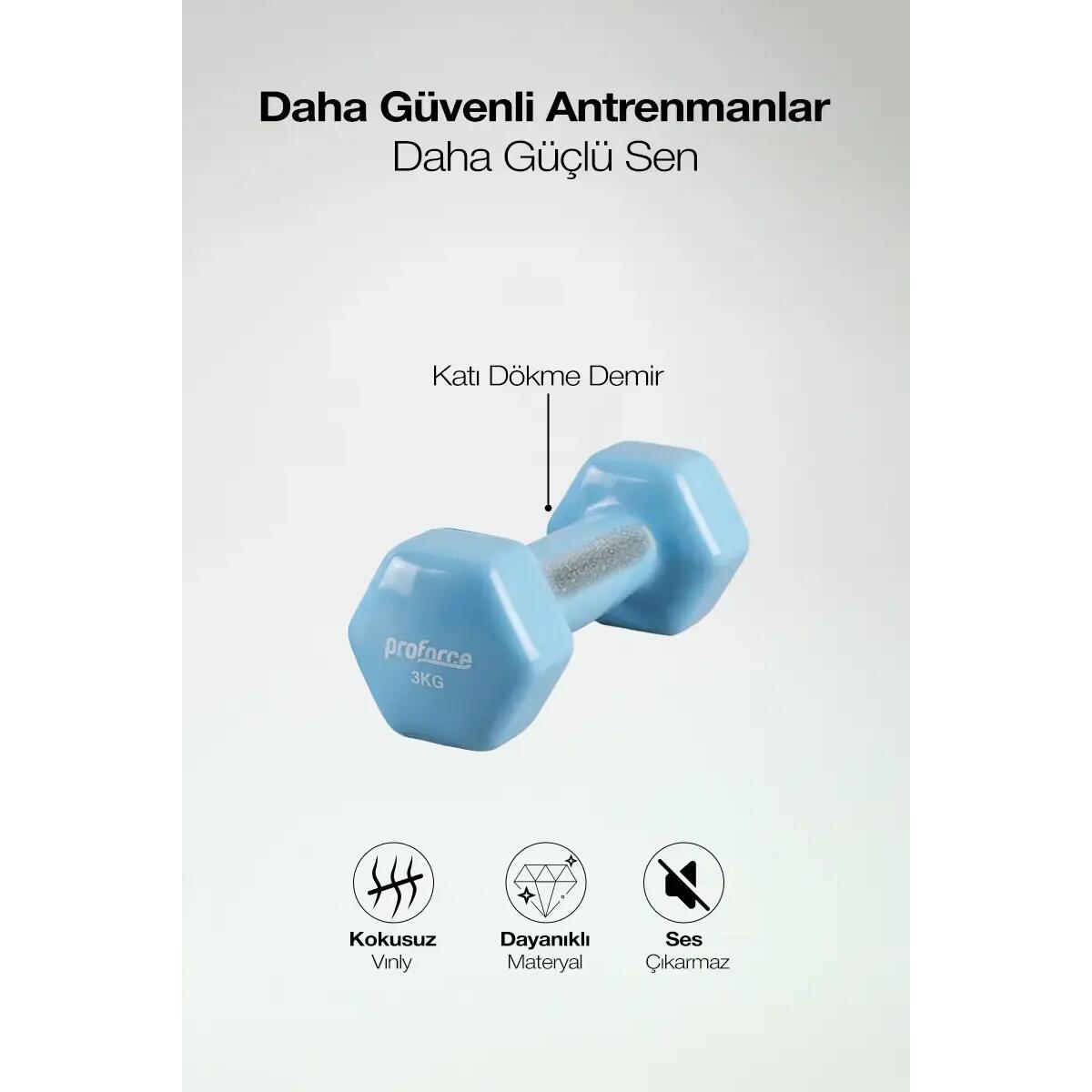 Vinil Kaplı Döküm Dambıl 3 Kg -  (Adet)