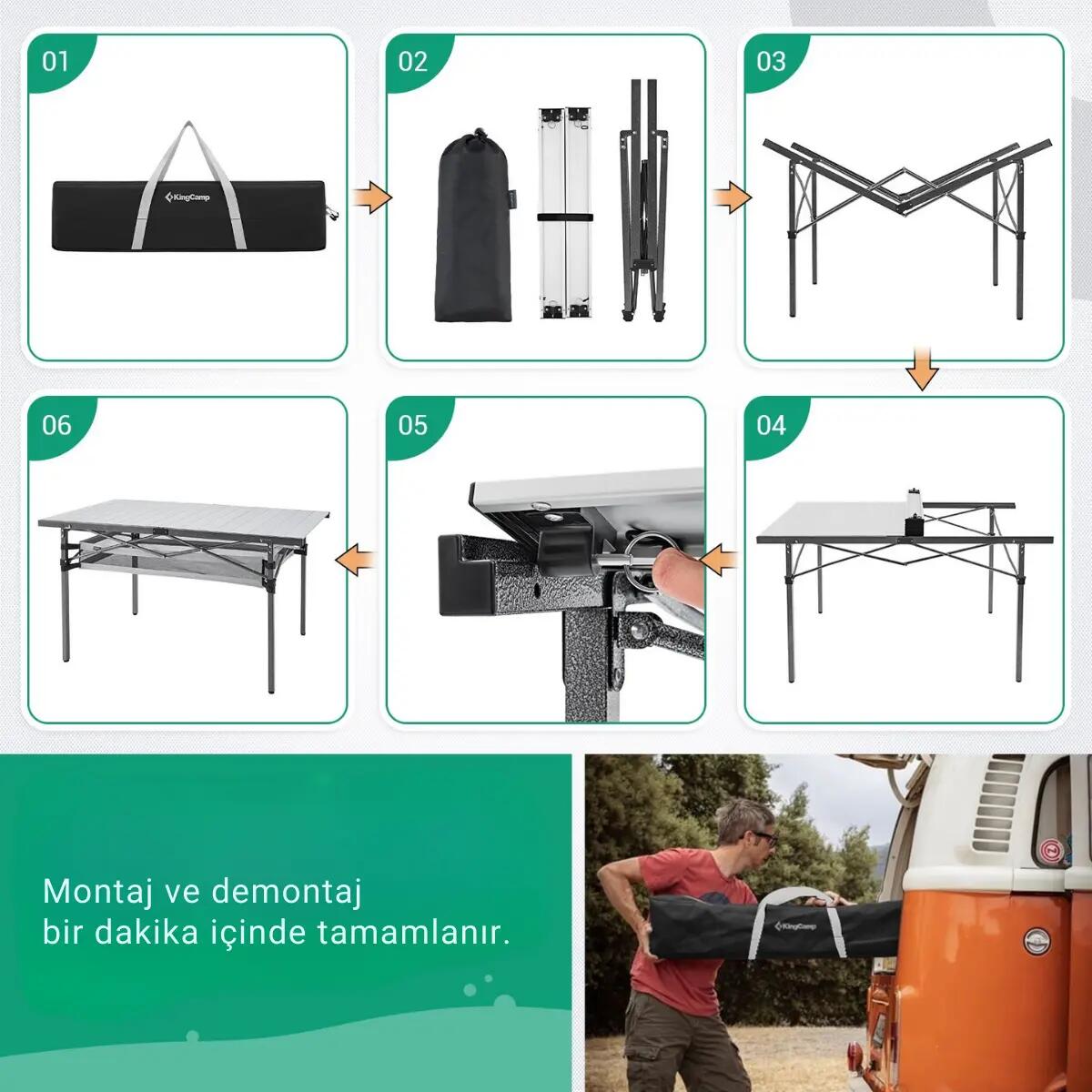 KingCamp Granite Plus XXL Alüminyum Katlanır Kamp Masası Silver 6/7