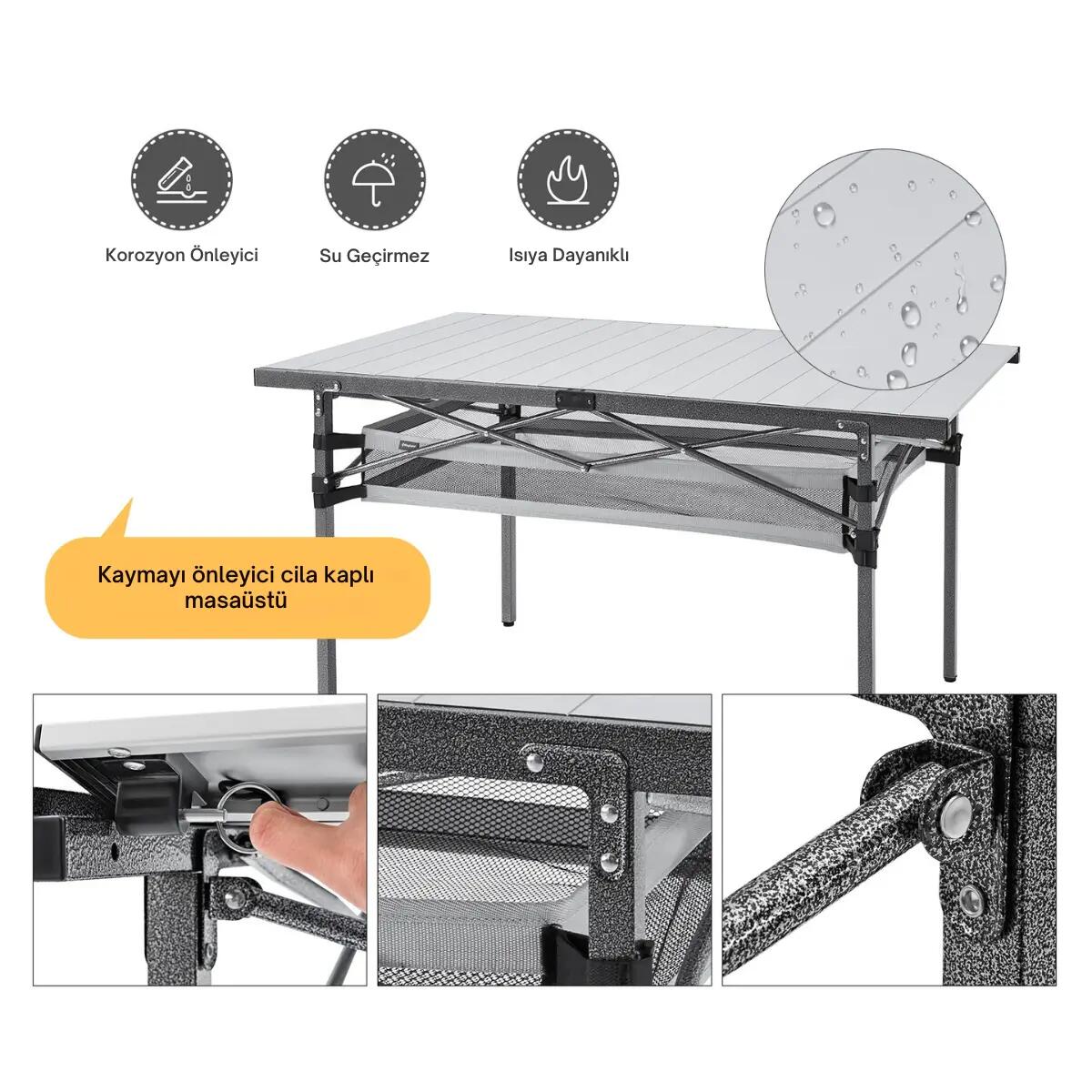 KingCamp Granite Plus XXL Alüminyum Katlanır Kamp Masası Silver 5/7