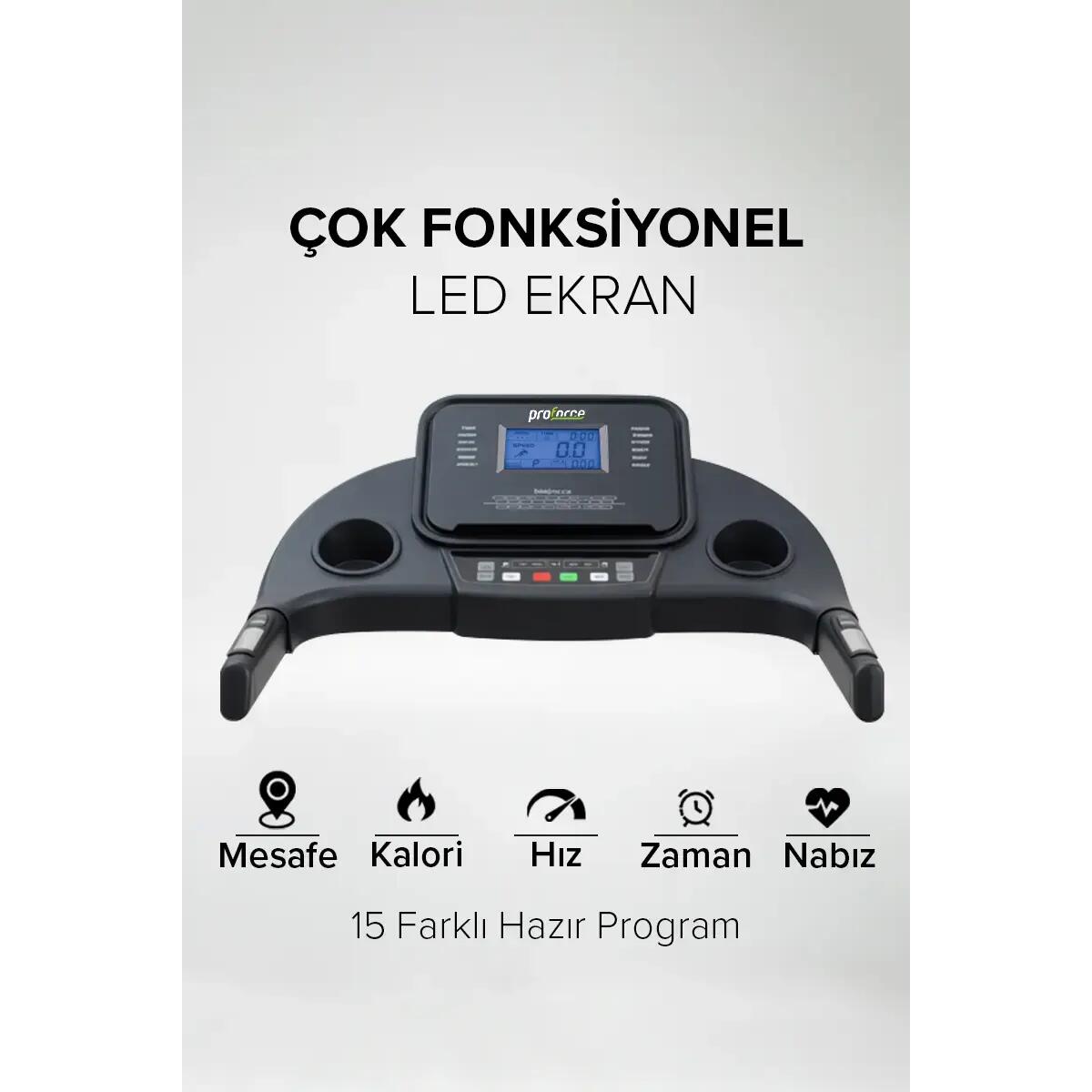 Proforce Zeta Otomatik Eğim Koşu Bandı, Led Ekran, Kolay kurulum, Katlanabilir