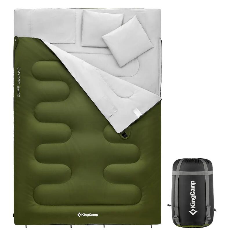 KingCamp Oxygen 250-D Çift Kişilik Yastıklı Uyku Tulumu Olive