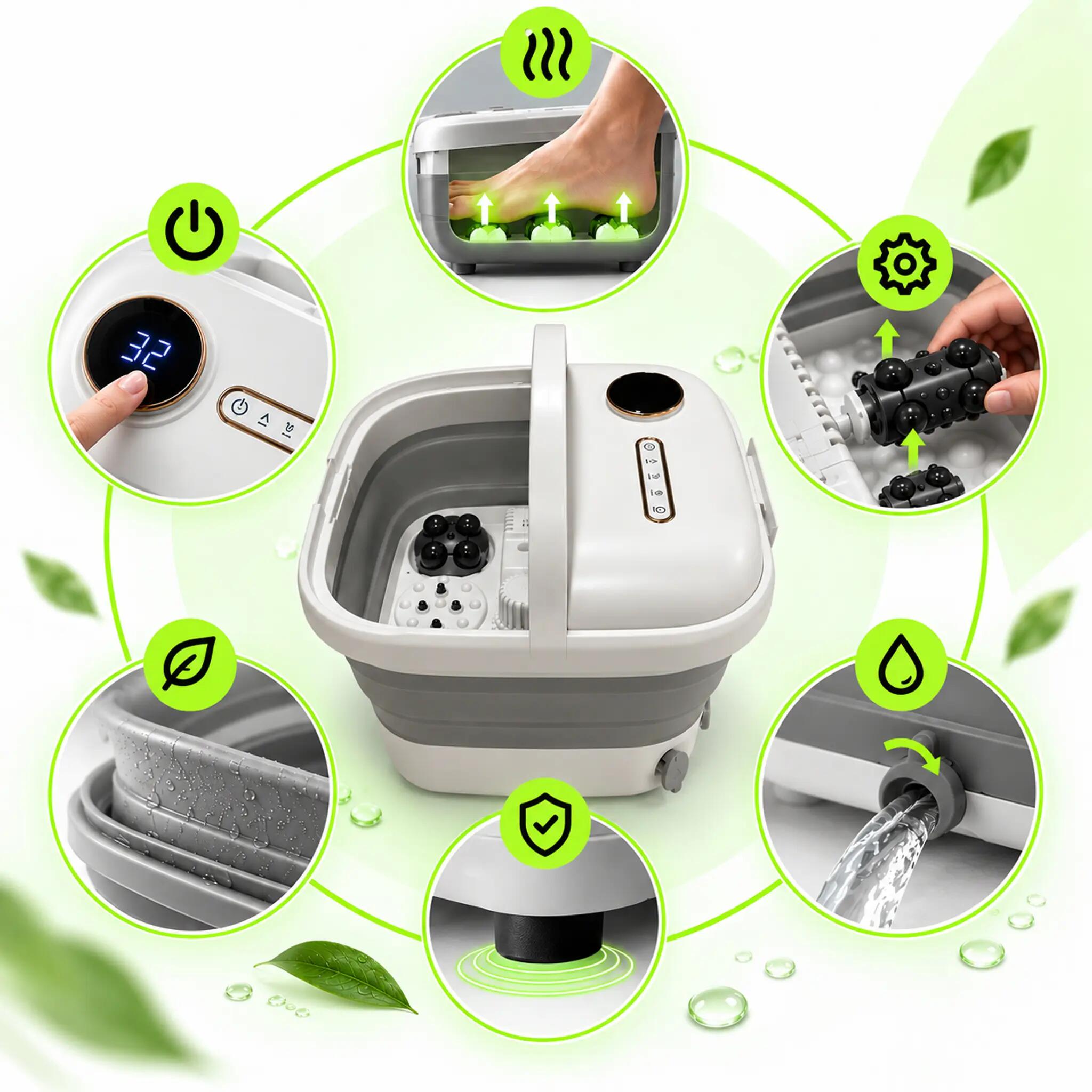 Weep D5 Fußmassagegerät faltbar Fußsprudelbad Heizung Massagerollen Shiatsu 6/12