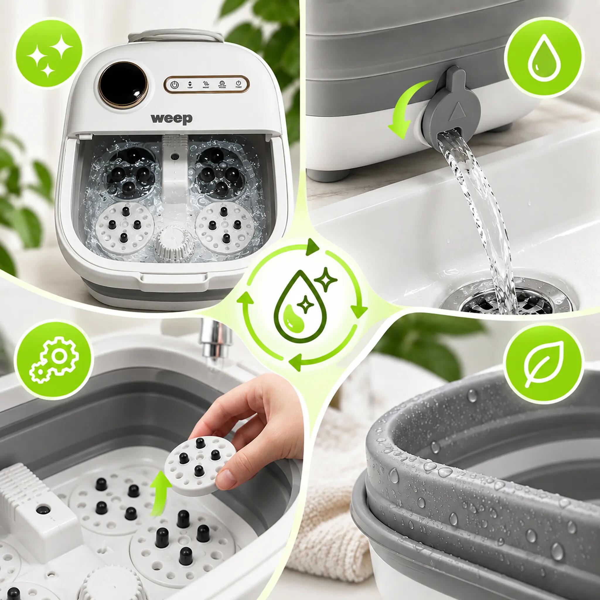 Weep D5 Fußmassagegerät faltbar Fußsprudelbad Heizung Massagerollen Shiatsu 4/12