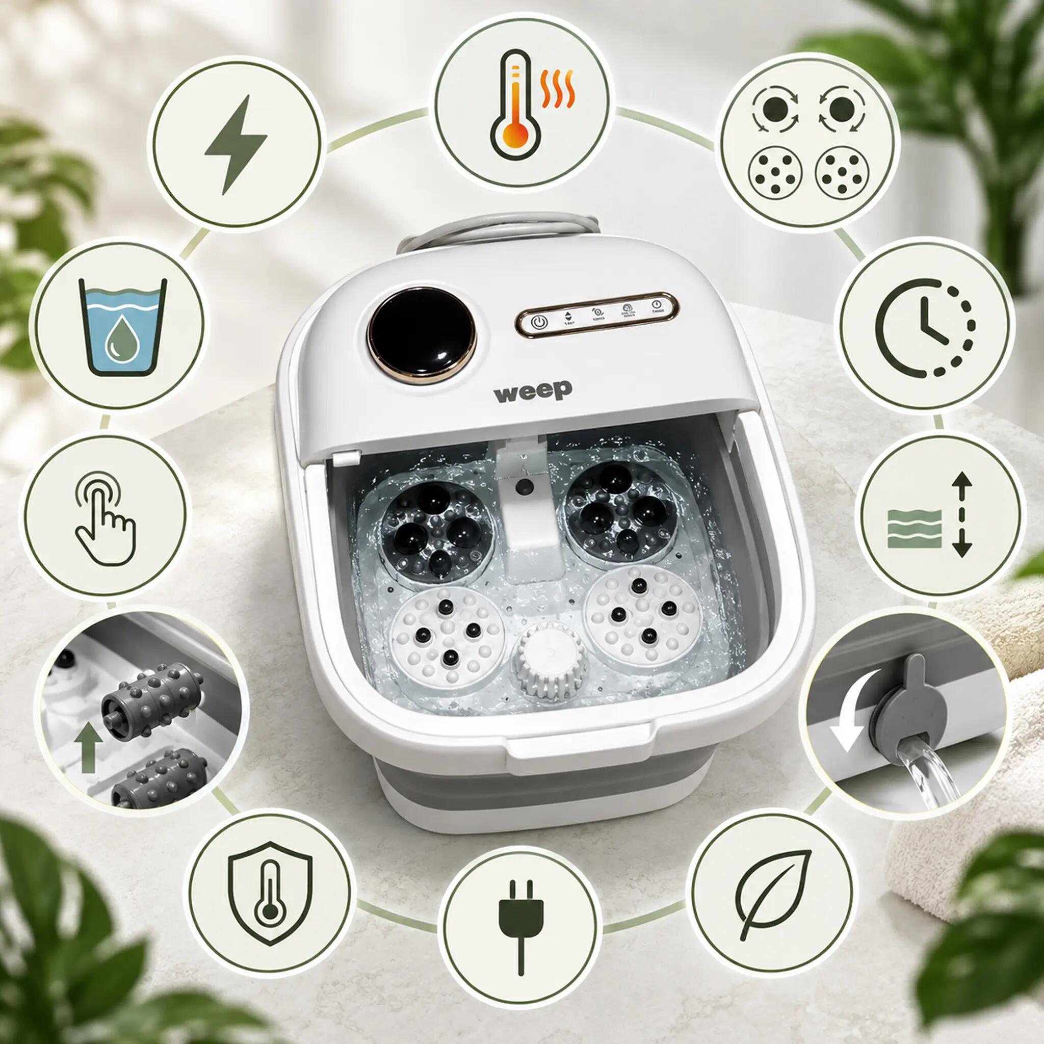 Weep D5 Fußmassagegerät faltbar Fußsprudelbad Heizung Massagerollen Shiatsu 2/12