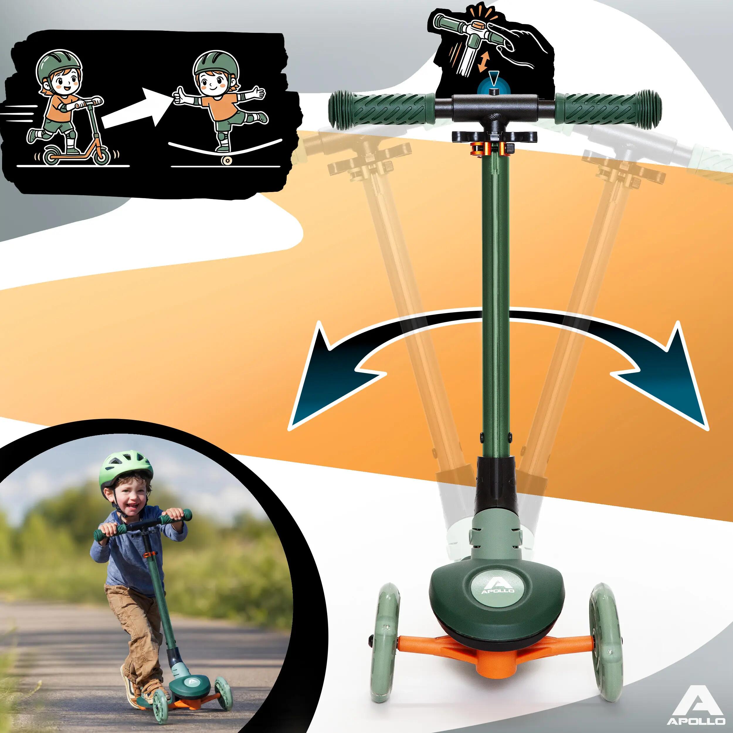 Apollo Whizzie Monopattino LED Bambini, 3 Ruote Regolabile in Altezza 2/6