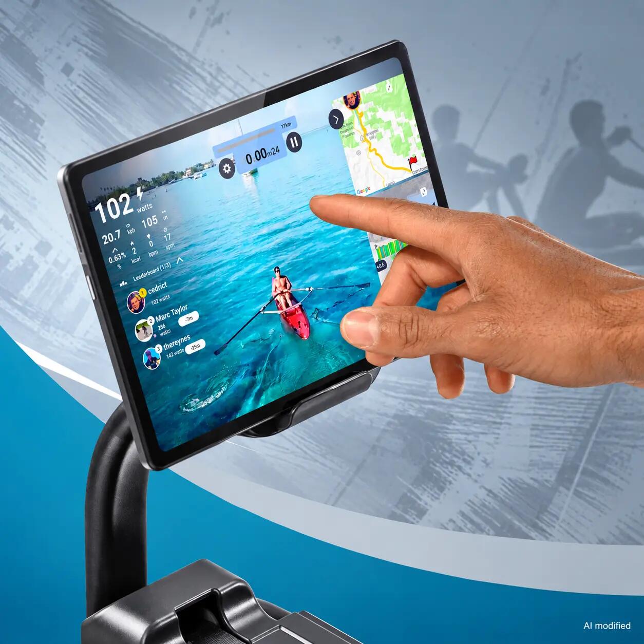 Rudergerät mit Wasser- + Magnetwiderstand - Tablethalterung - Bluetooth WP 2000 8/10