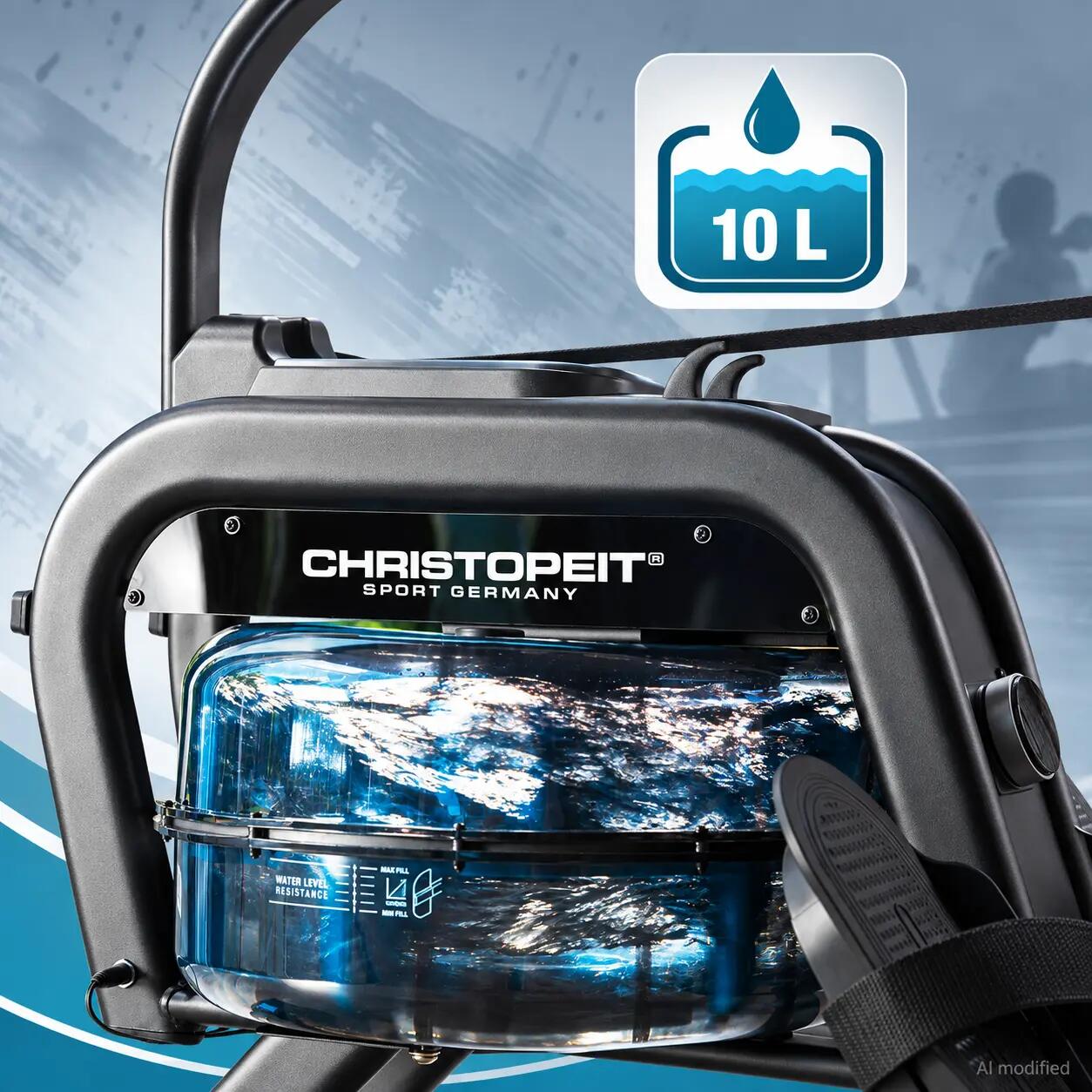Rudergerät mit Wasser- + Magnetwiderstand - Tablethalterung - Bluetooth WP 2000 7/10