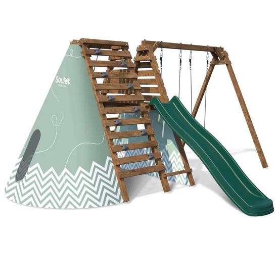 Aire de jeux avec tipi et toboggan APOLLON