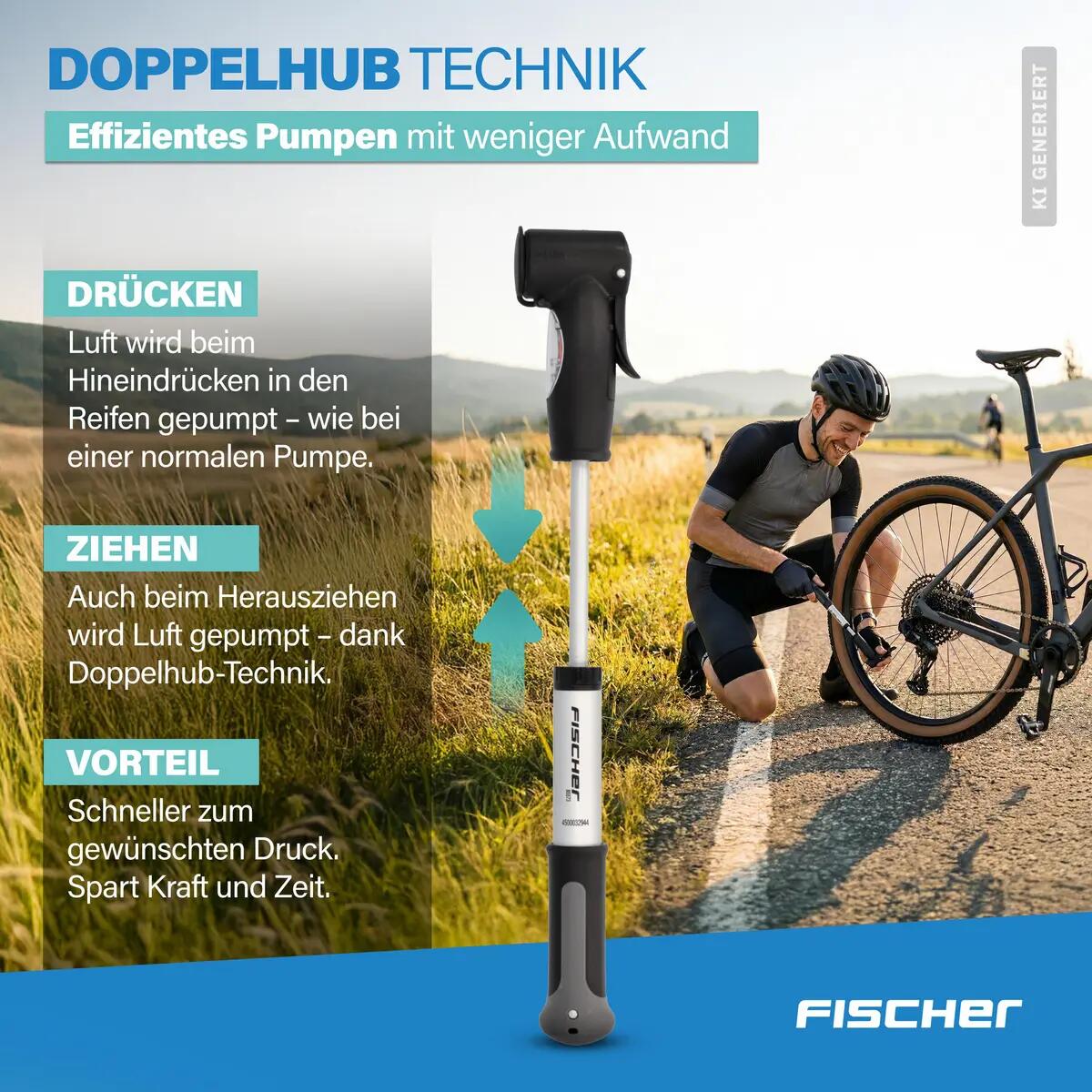 Mini aluminium pomp, dubbele lift Fischer 7/7