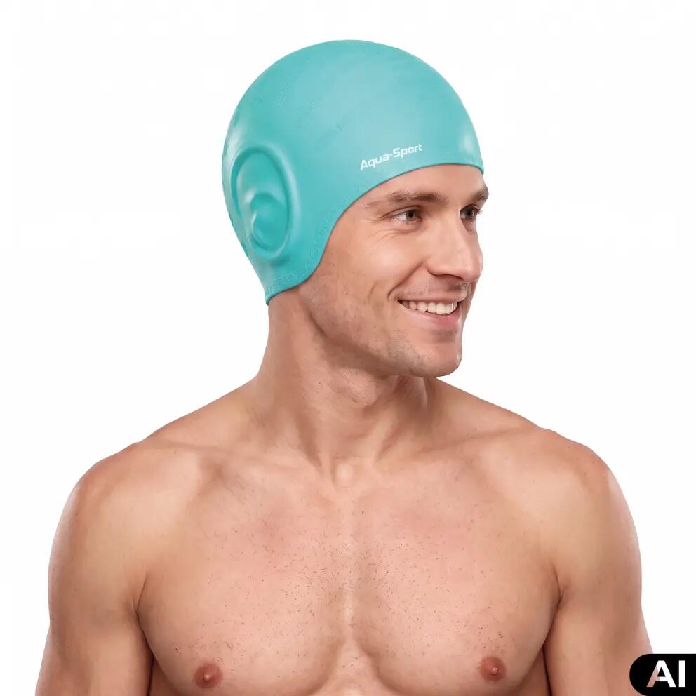 Czepek pływacki na basen silikonowy do pływania Aqua-Sport Ear Cap 4/7