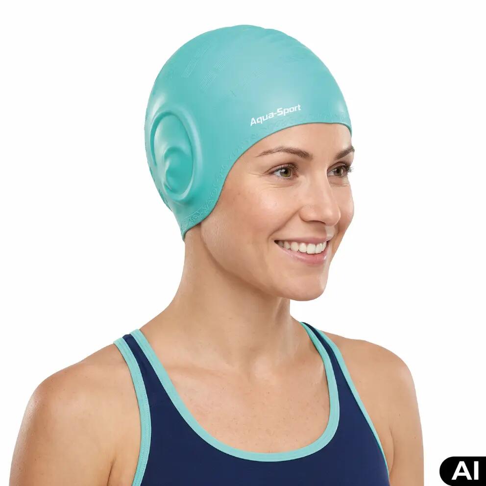 Czepek pływacki na basen silikonowy do pływania Aqua-Sport Ear Cap 3/7