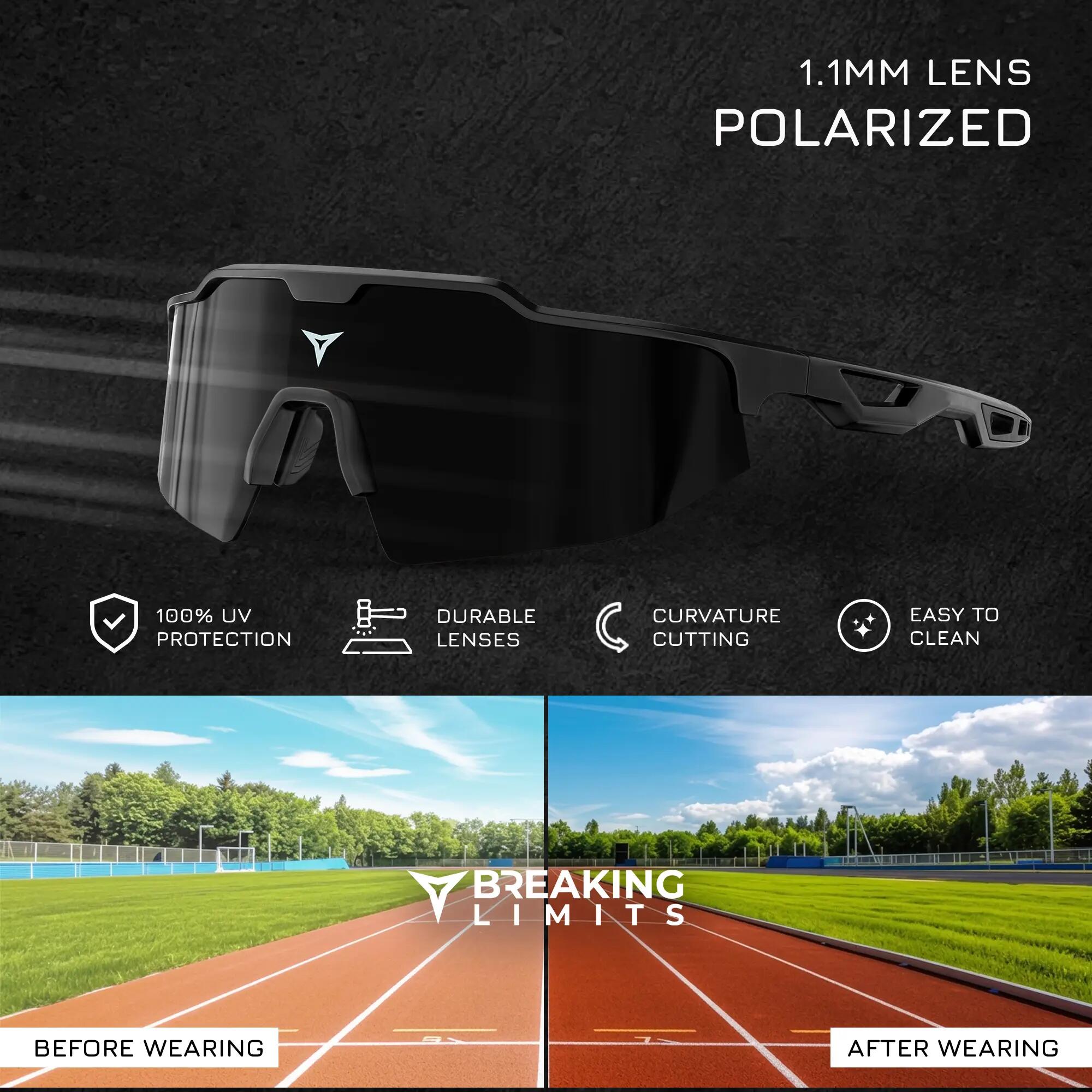 Lunettes de sport polarisées – Running & Cyclisme – Protection UV400 – Noir 5/5