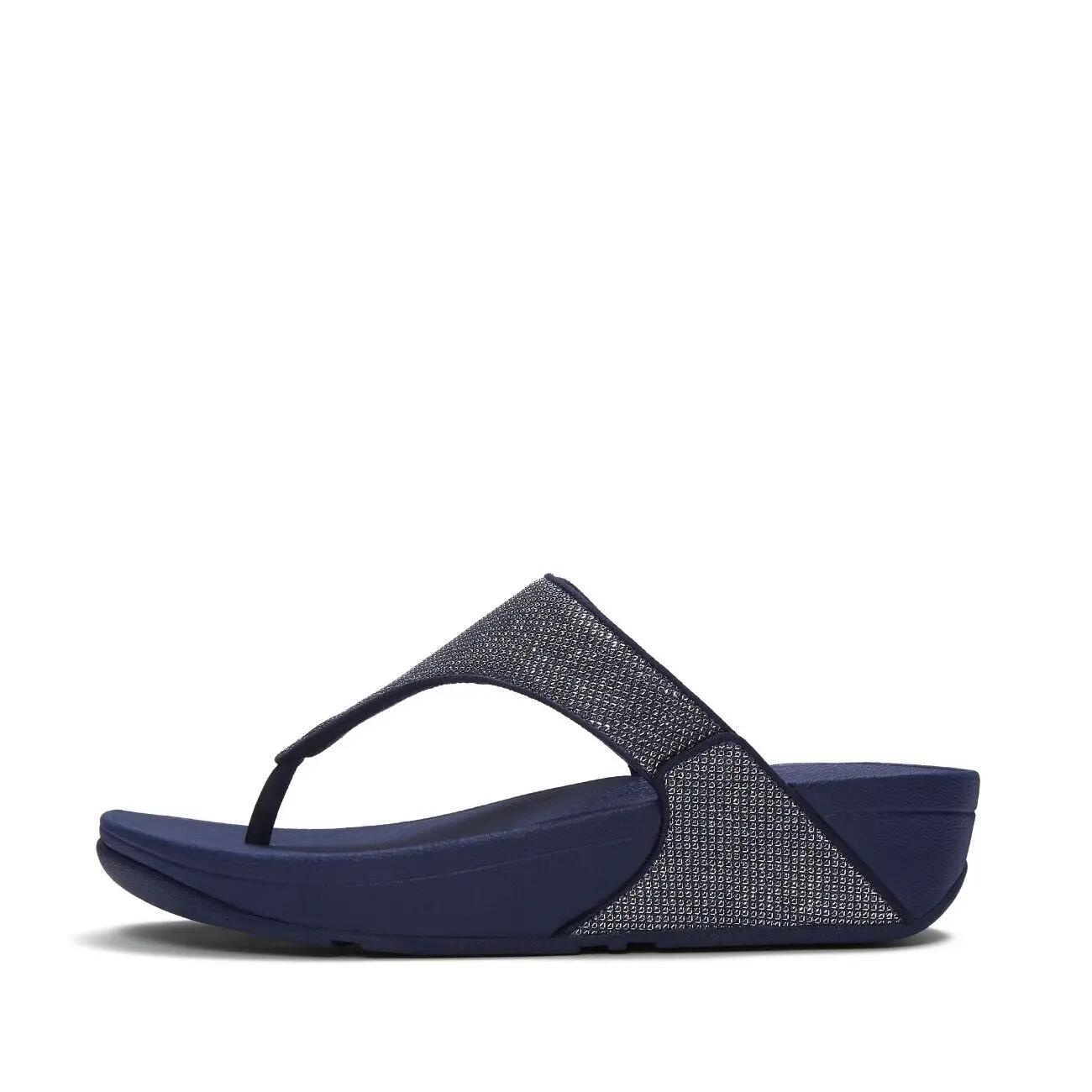 FITFLOP Lulu Shimmerglitz Toe-Post Sandals  DONKER BLAUW 37 4/7