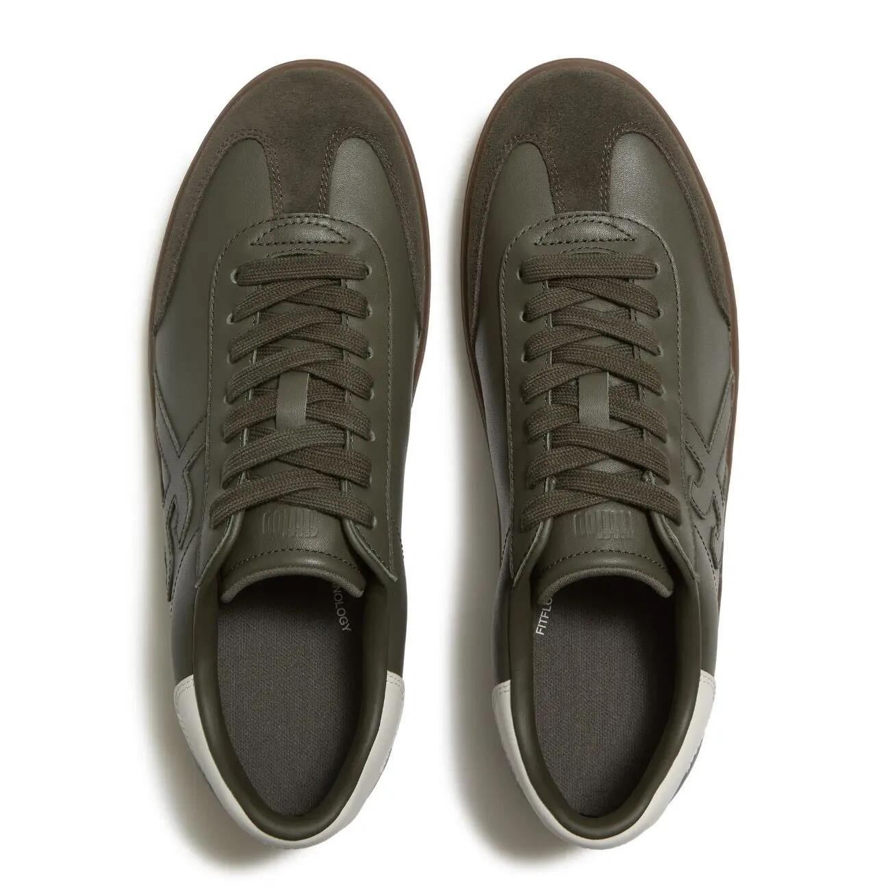 FITFLOP The Dash FF Mens Suede Leather T-Toe Trainers  OLIJFGROEN 46 5/7