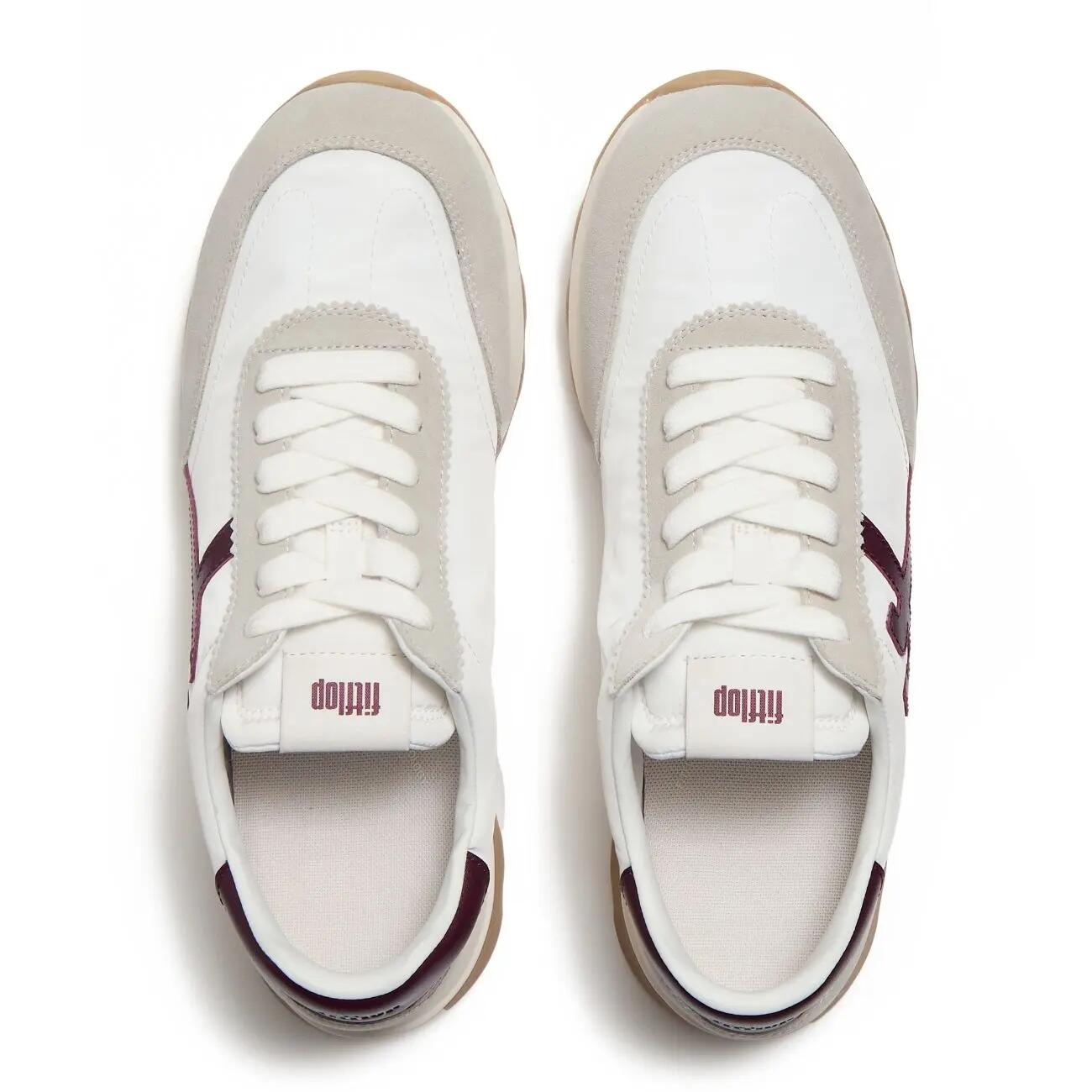 FitFlop Retro-Q FF sneakers van stof/suède Urban Wit/Donker Merlot  WIT 43 4/7