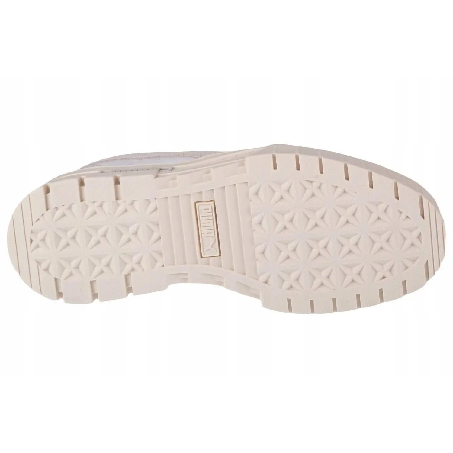 Dames Mayze Thrited Suede Trainers (Wit/Beige) 4/6