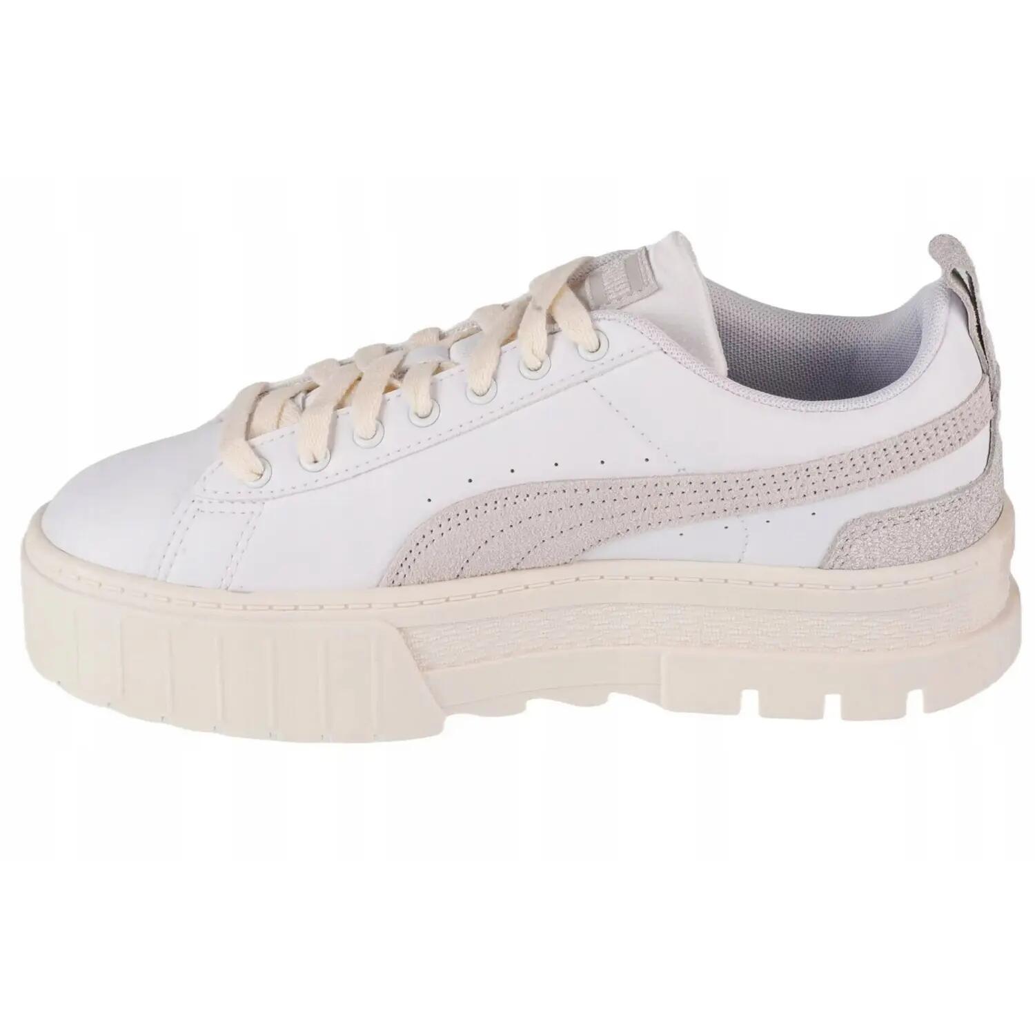 Dames Mayze Thrited Suede Trainers (Wit/Beige) 2/6
