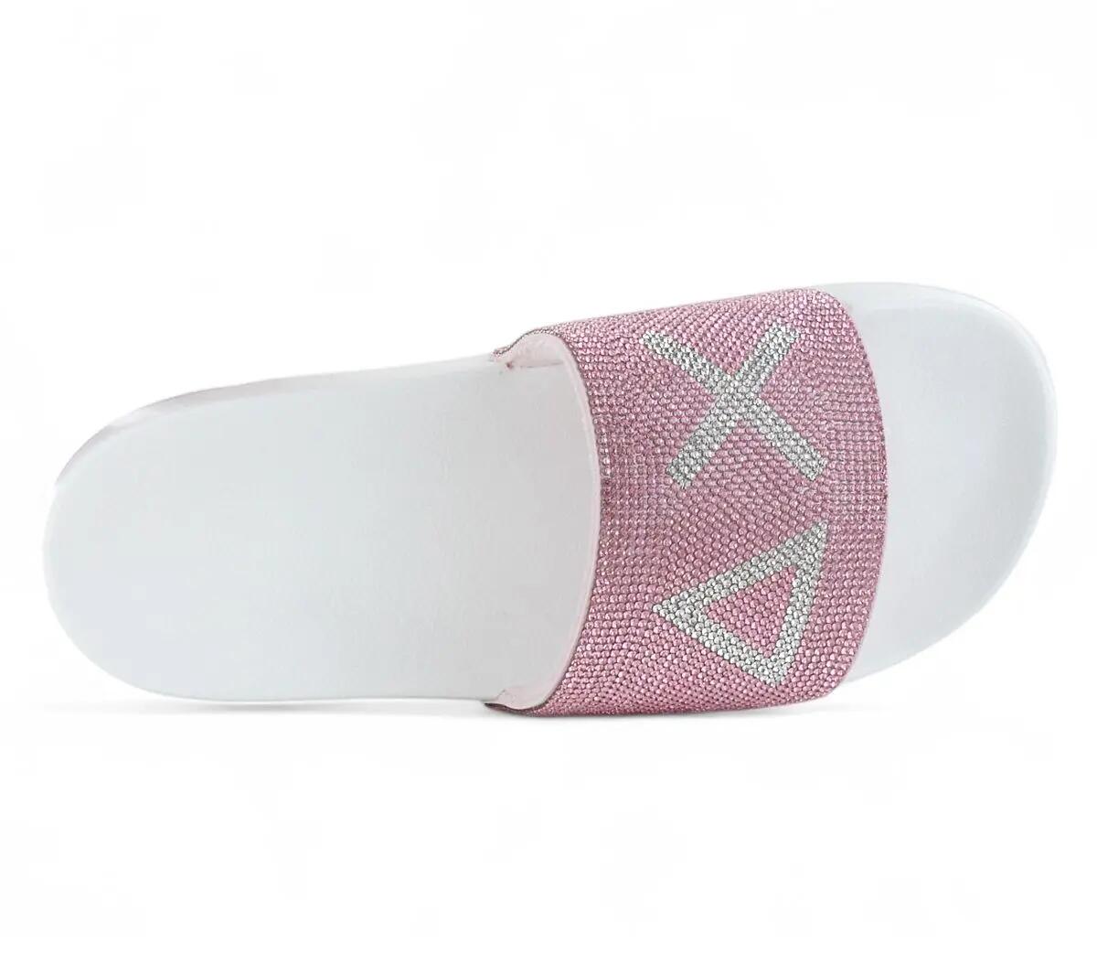 Sun 68 - Chaussons logo strass blanc/rose X35205-0104 4/6
