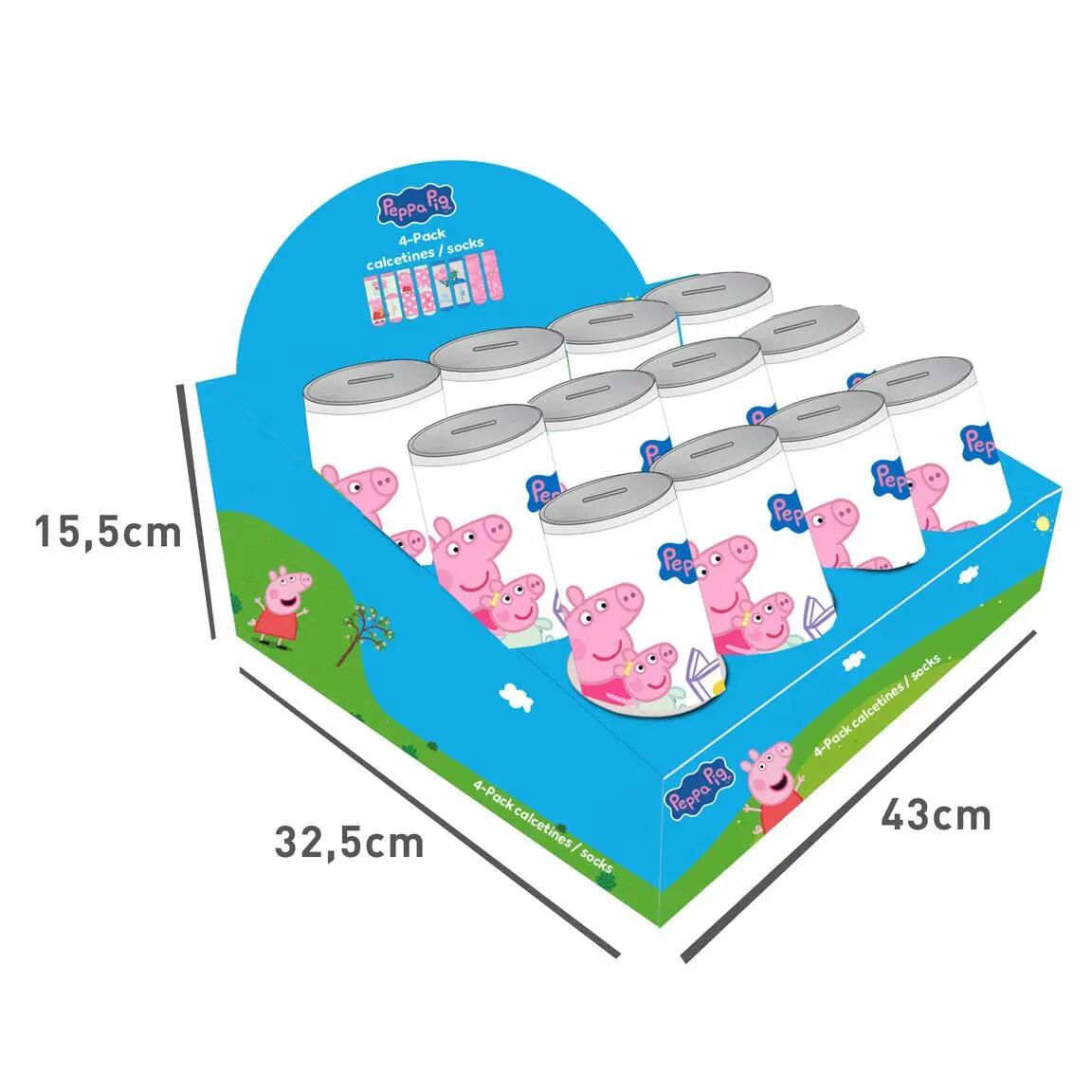 4er-Pack Kindersocken Peppa Pig aus Baumwolle, Mehrfarbig 8/8