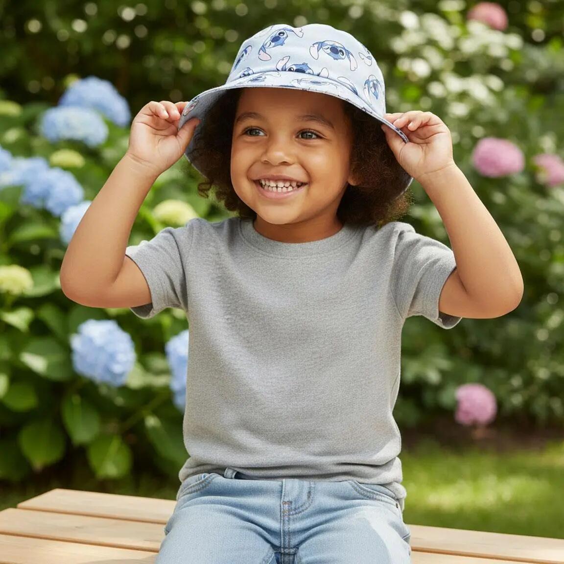 Cappello da pescatore per bambini Stitch in cotone, Multicolore 6/6
