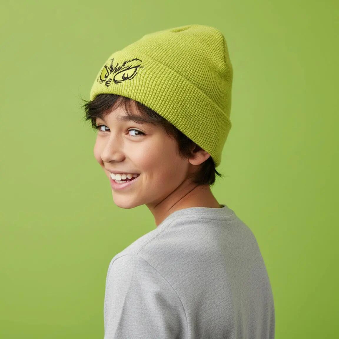 Berretto in maglia per bambini El Grinch morbido e caldo, Verde 5/6