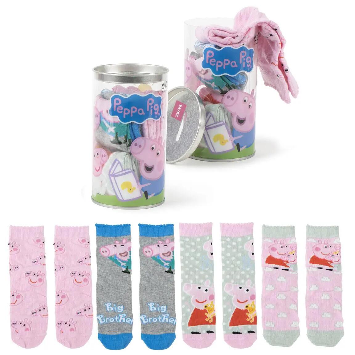 4er-Pack Kindersocken Peppa Pig aus Baumwolle, Mehrfarbig 6/8