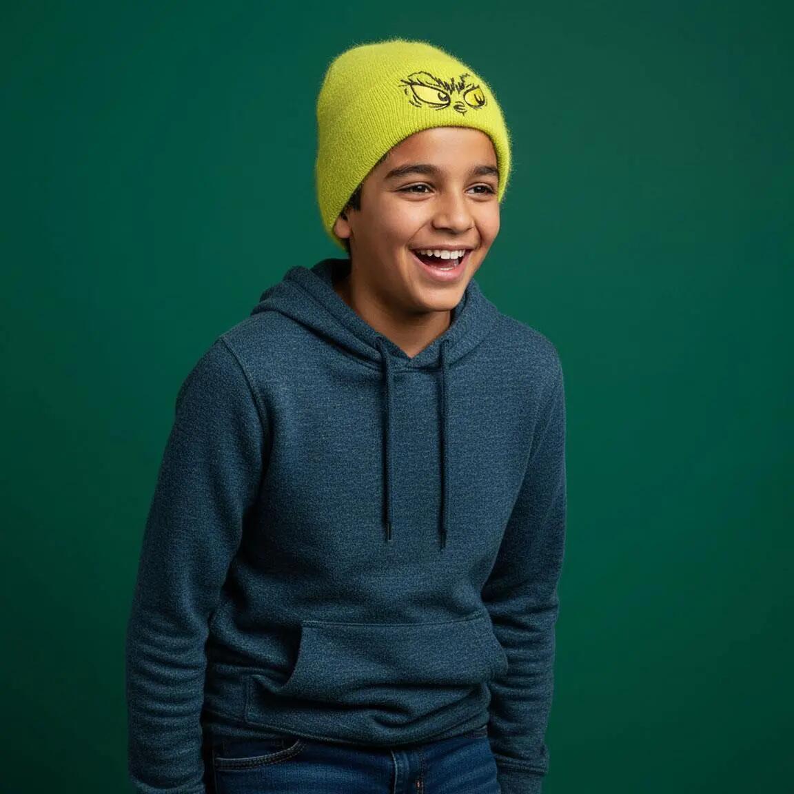Berretto in maglia per bambini El Grinch morbido e caldo, Verde 4/6