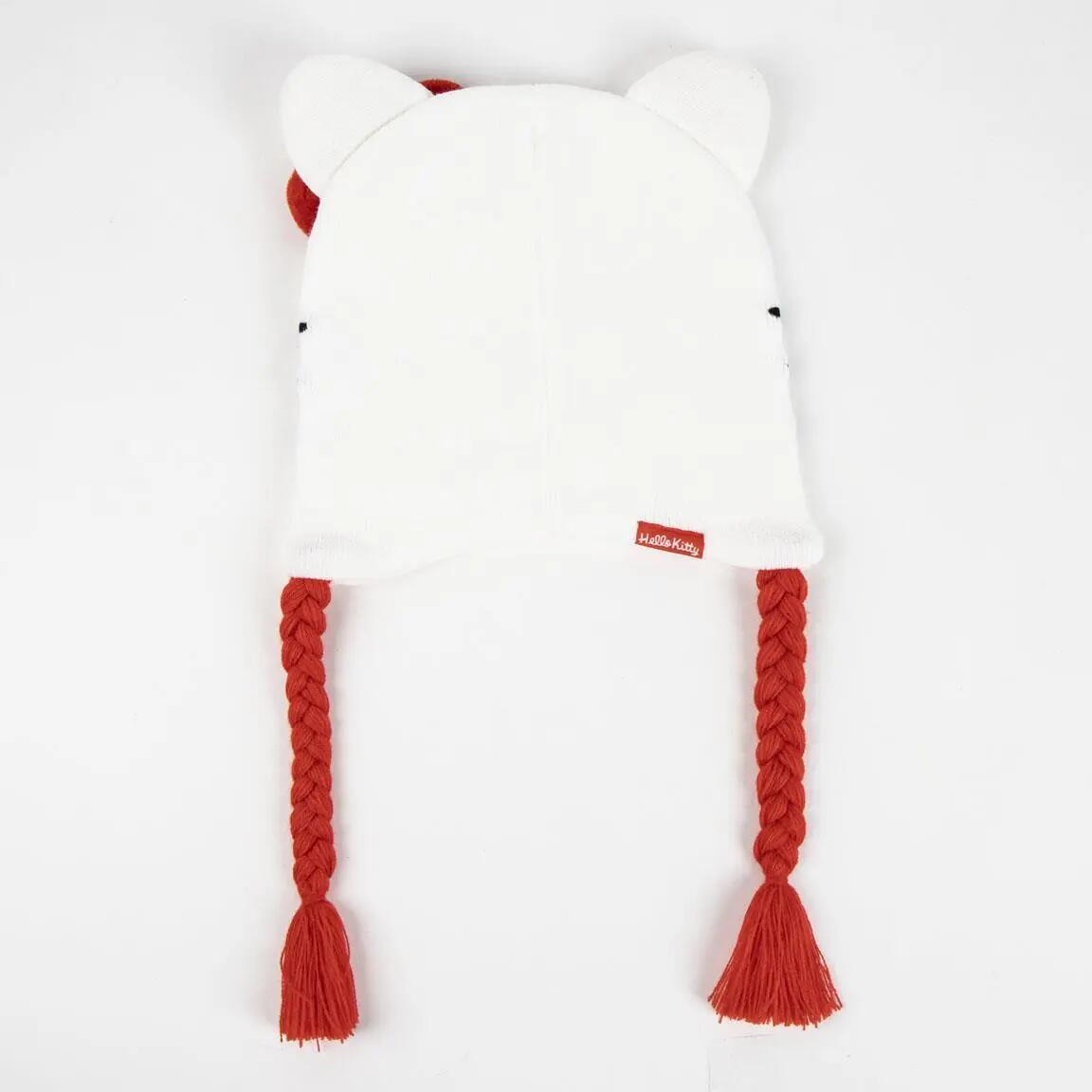 Berretto peruviano per bambini Hello Kitty con paraorecchie, Bianco 2/6