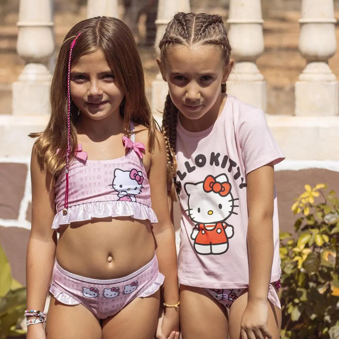 Kinder-Bikini Hello Kitty aus Polyester und Elasthan, Hellrosa 6/6