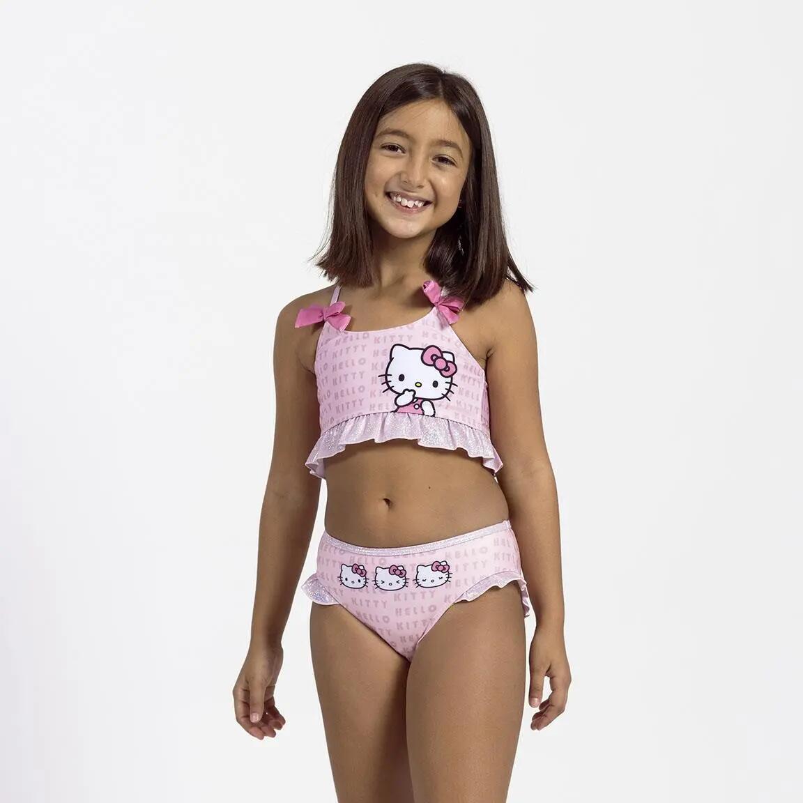 Kinder-Bikini Hello Kitty aus Polyester und Elasthan, Hellrosa 4/6